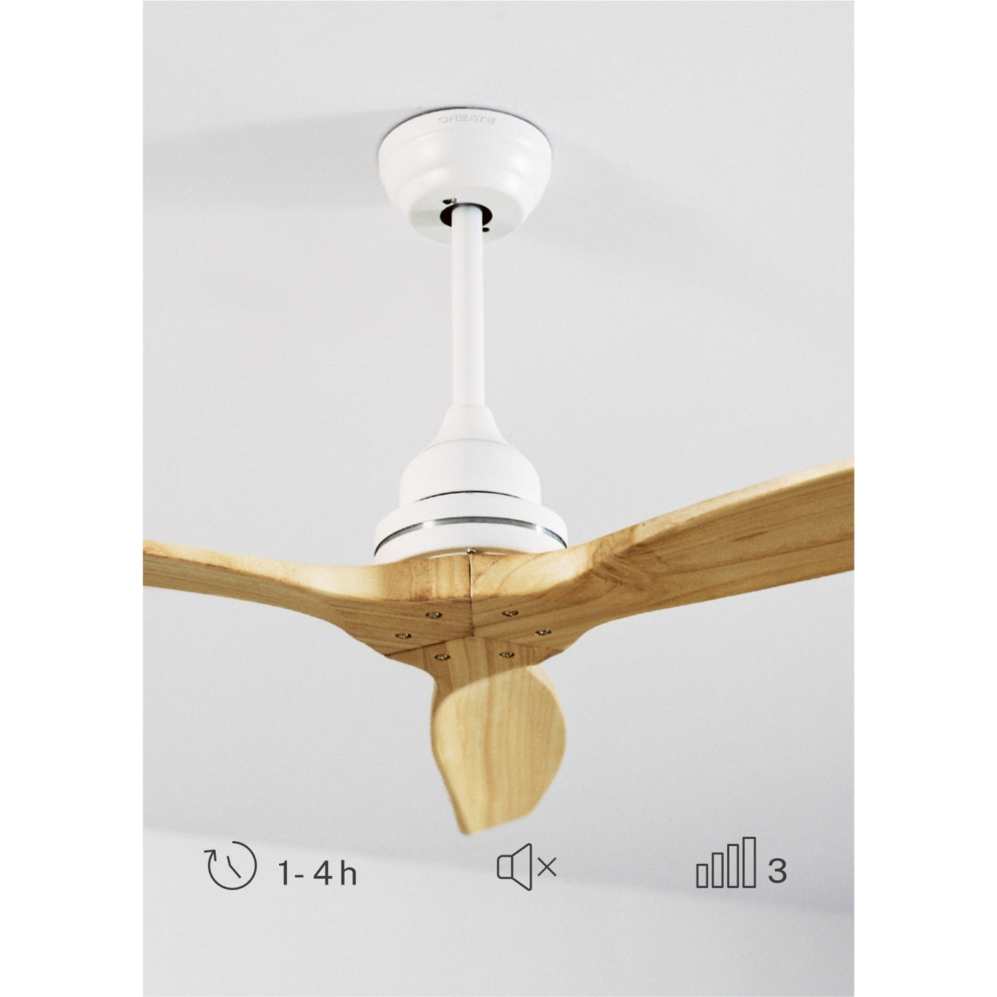 Wind Stylance - Ventilatore da soffitto silenzioso 40W - 132 cm 100% legno con luce / Wifi + telecomando - Legno naturale