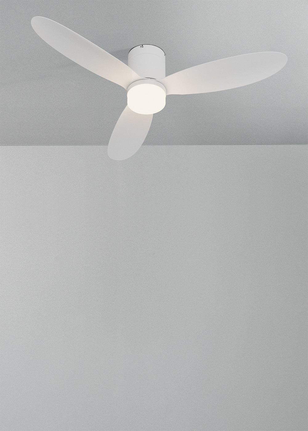 Wind Lite M - Ventilatore da soffitto silenzioso per interni ed esterni - Con luce e telecomando - Bianco