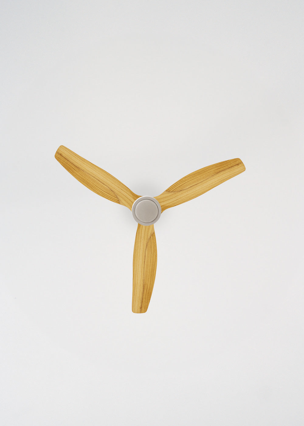 Wind Stylance M - Ventilatore da soffitto silenzioso in legno al 100% - Con luce e comando a parete - Bianco e legno chiaro