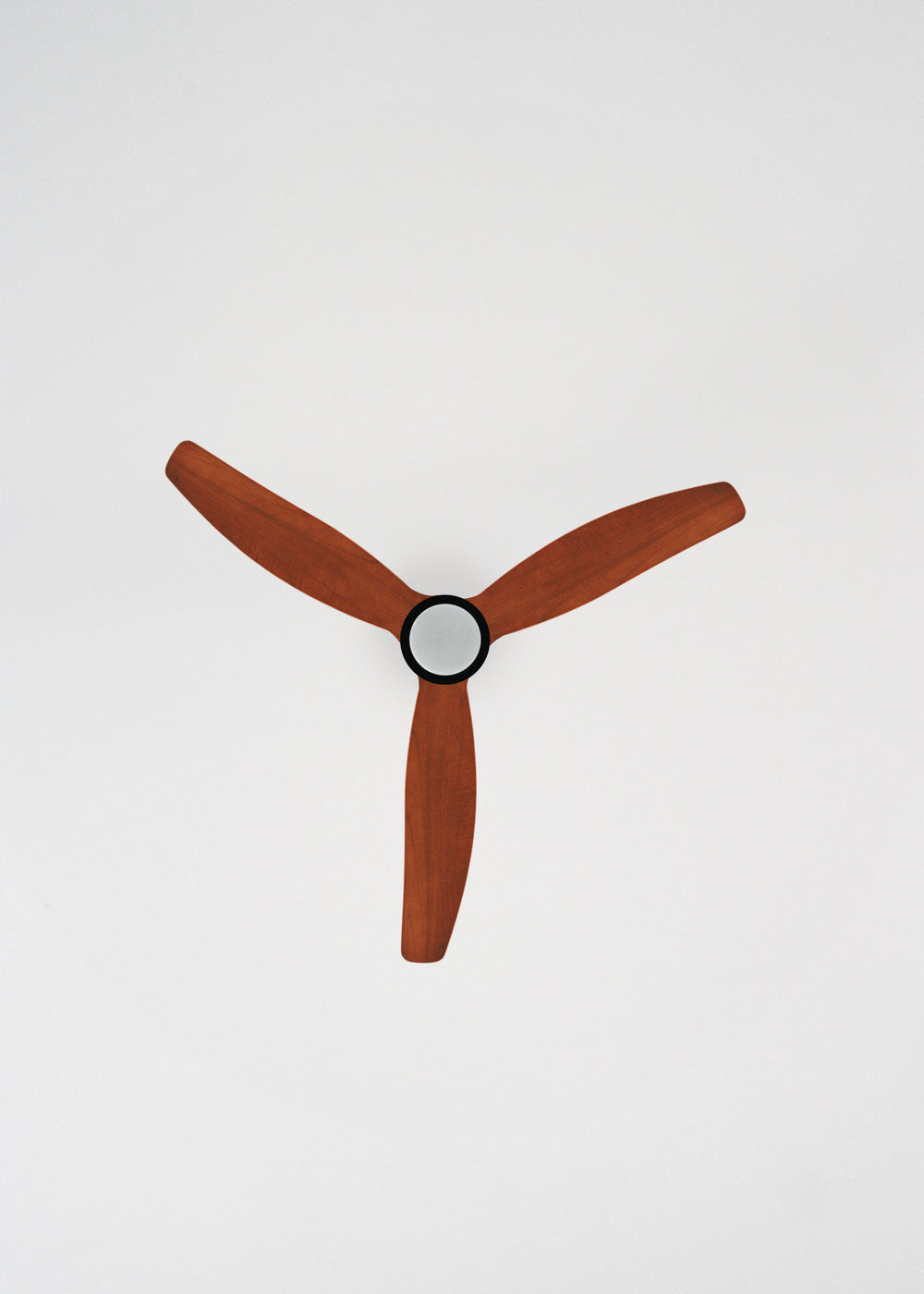 Wind Stylance M - Ventilatore da soffitto silenzioso in legno al 100% - Con luce e comando a parete - Nero e legno scuro