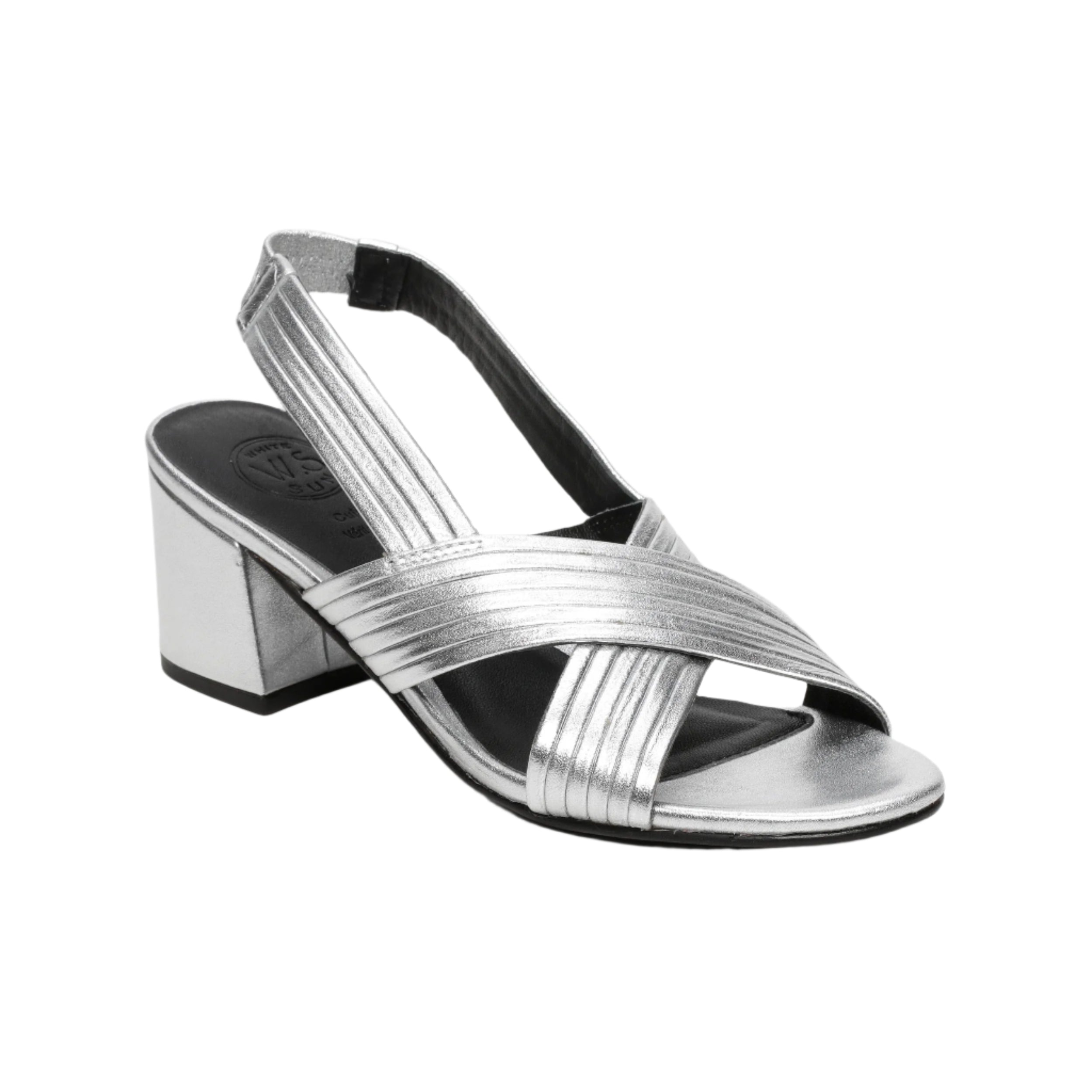 Sandali con tacco Isia - Pelle di capra argento - Argento