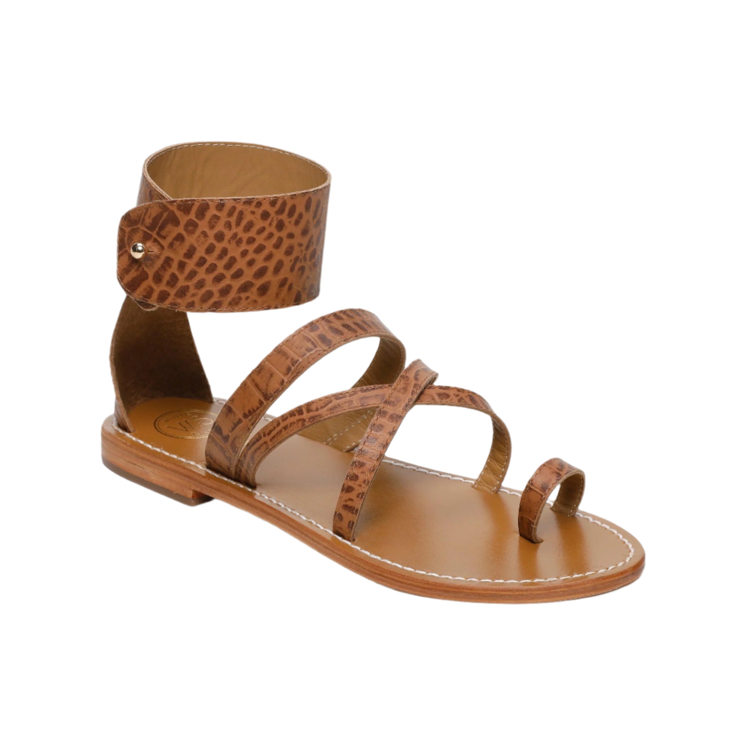 Sandali Darika - Capra stampa Croco Tan - Croco Cammello