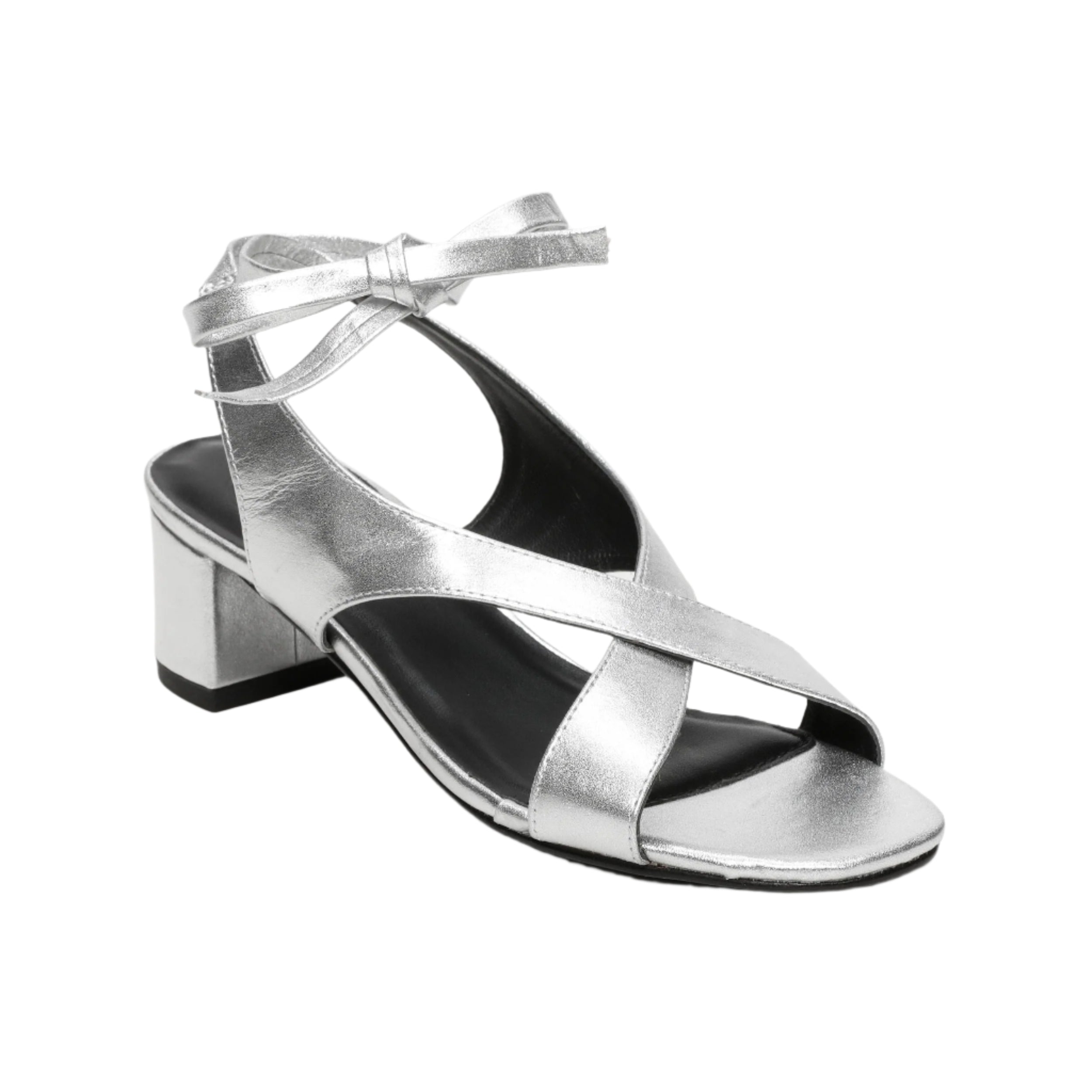 Sandali con tacco Darshita - Nappa metallizzata di pecora argento - Argento