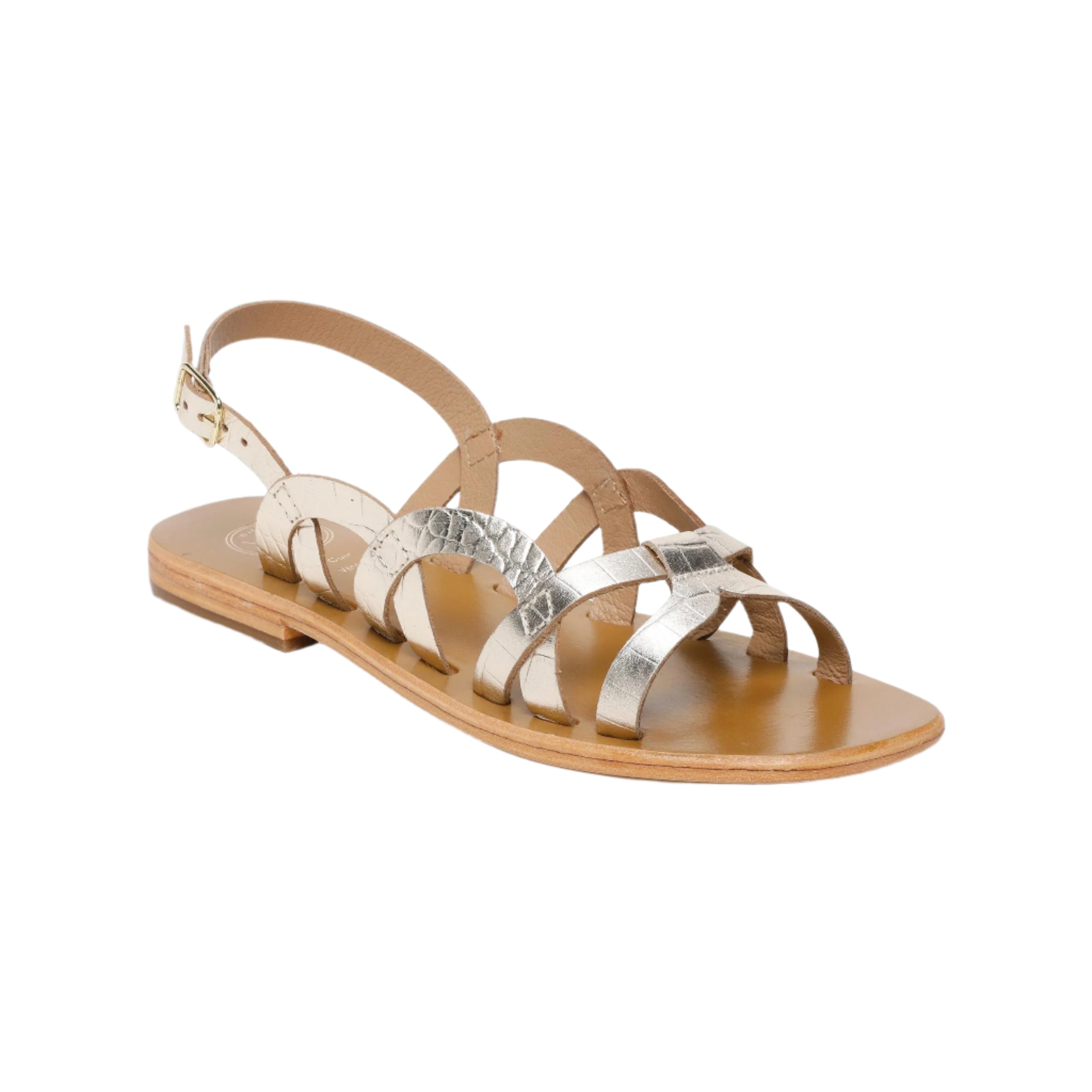 Sandali Sayla - Capra stampa croco oro chiaro - Oro