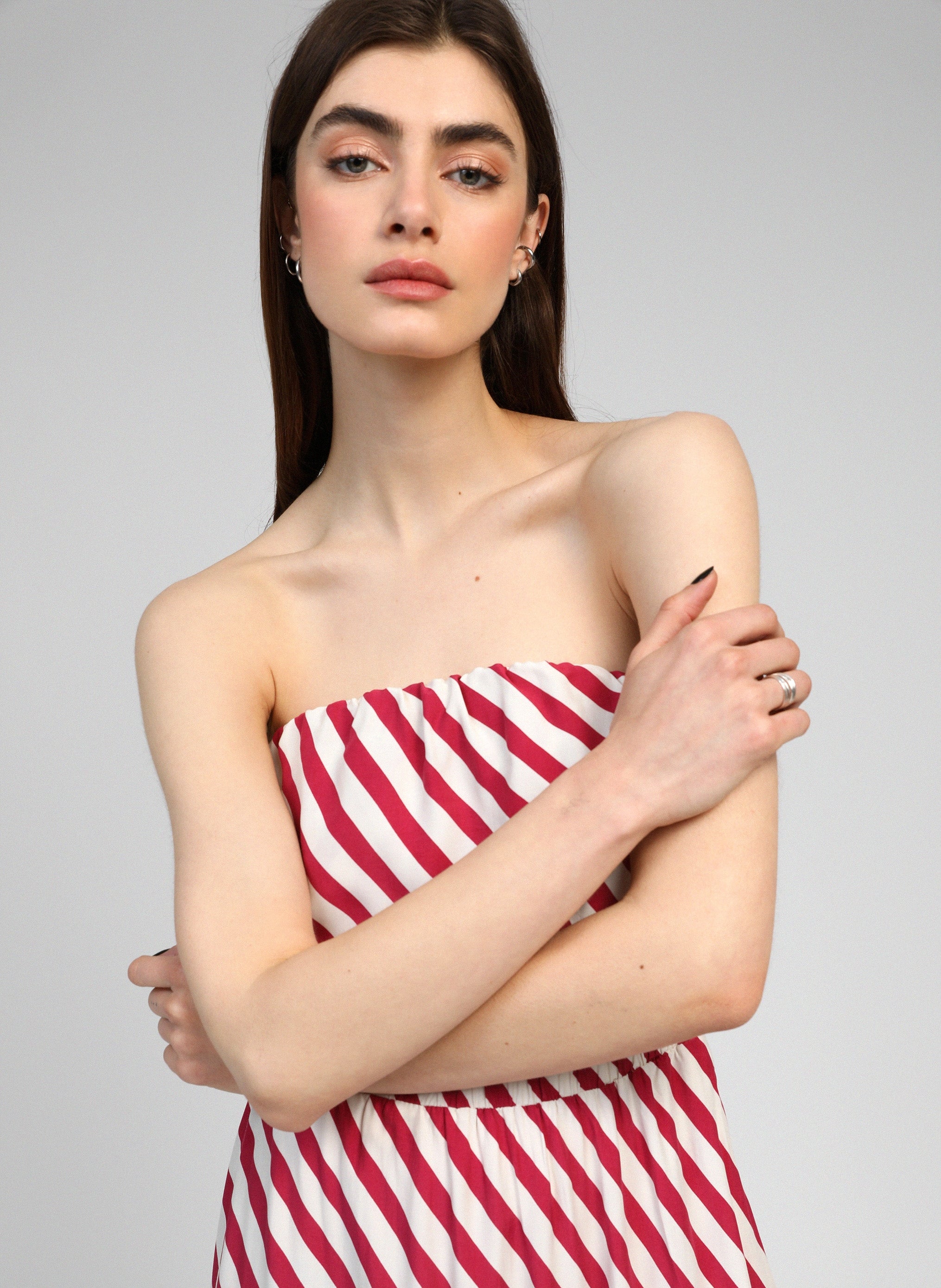 Maxi abito Mikitry Stipe Lampone