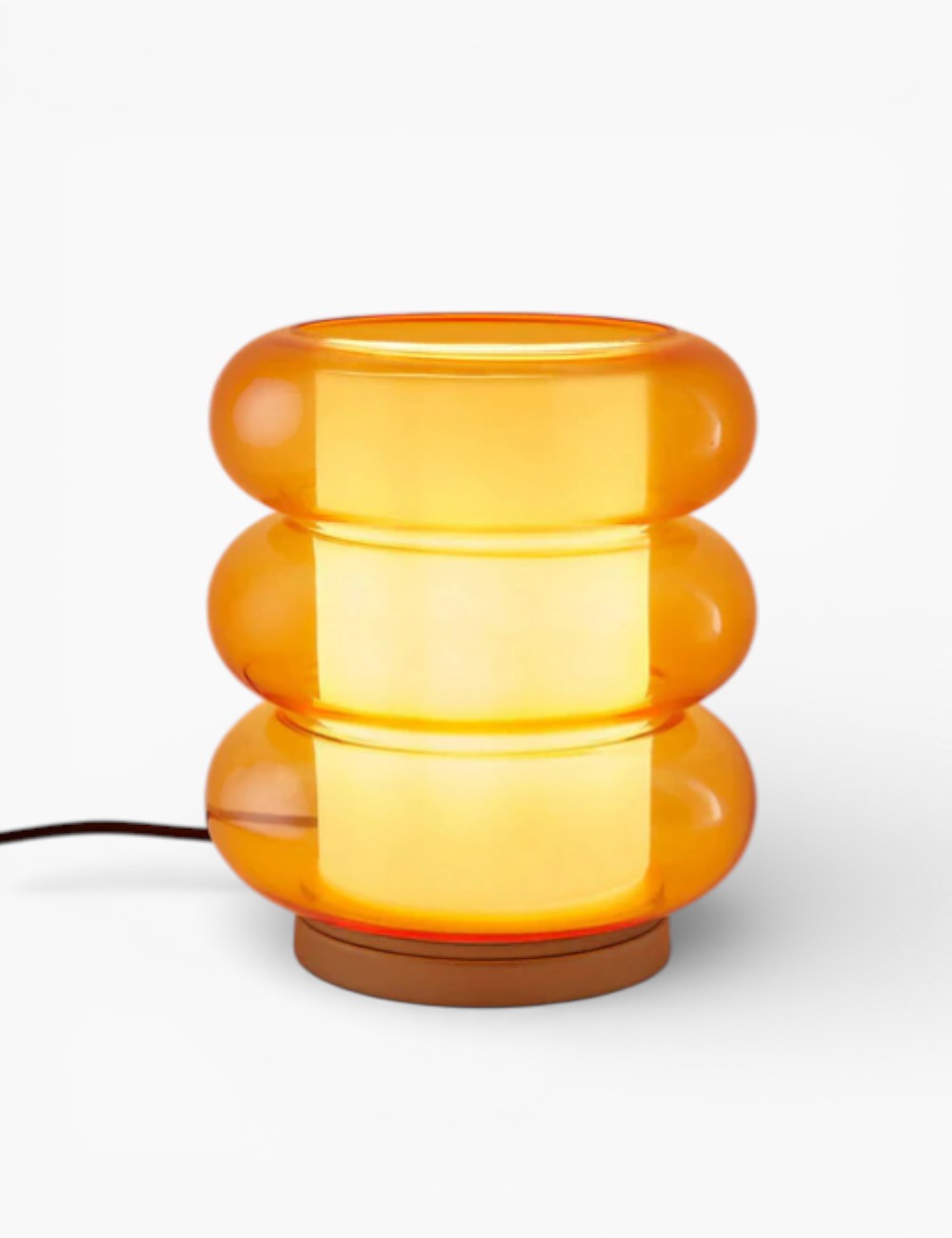 Lampe à poser en verre jaune ambré