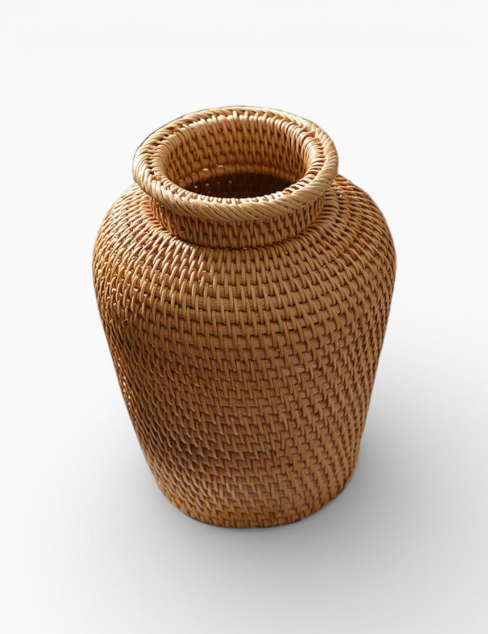 Hand-woven rattan vase