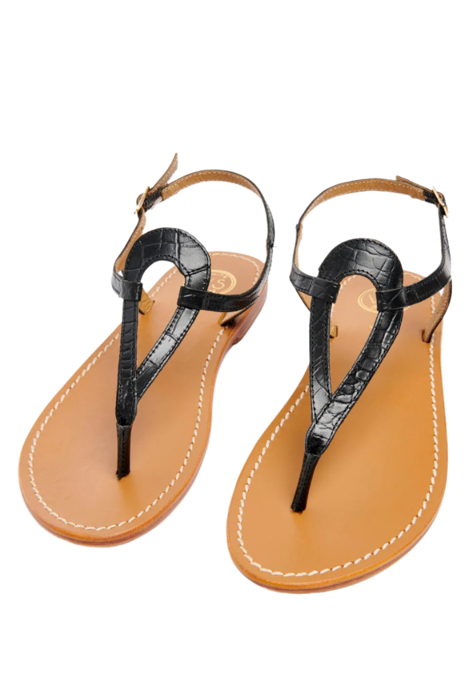 Sandali Varde - Pelle di capra stampata croco nero - Croco nero