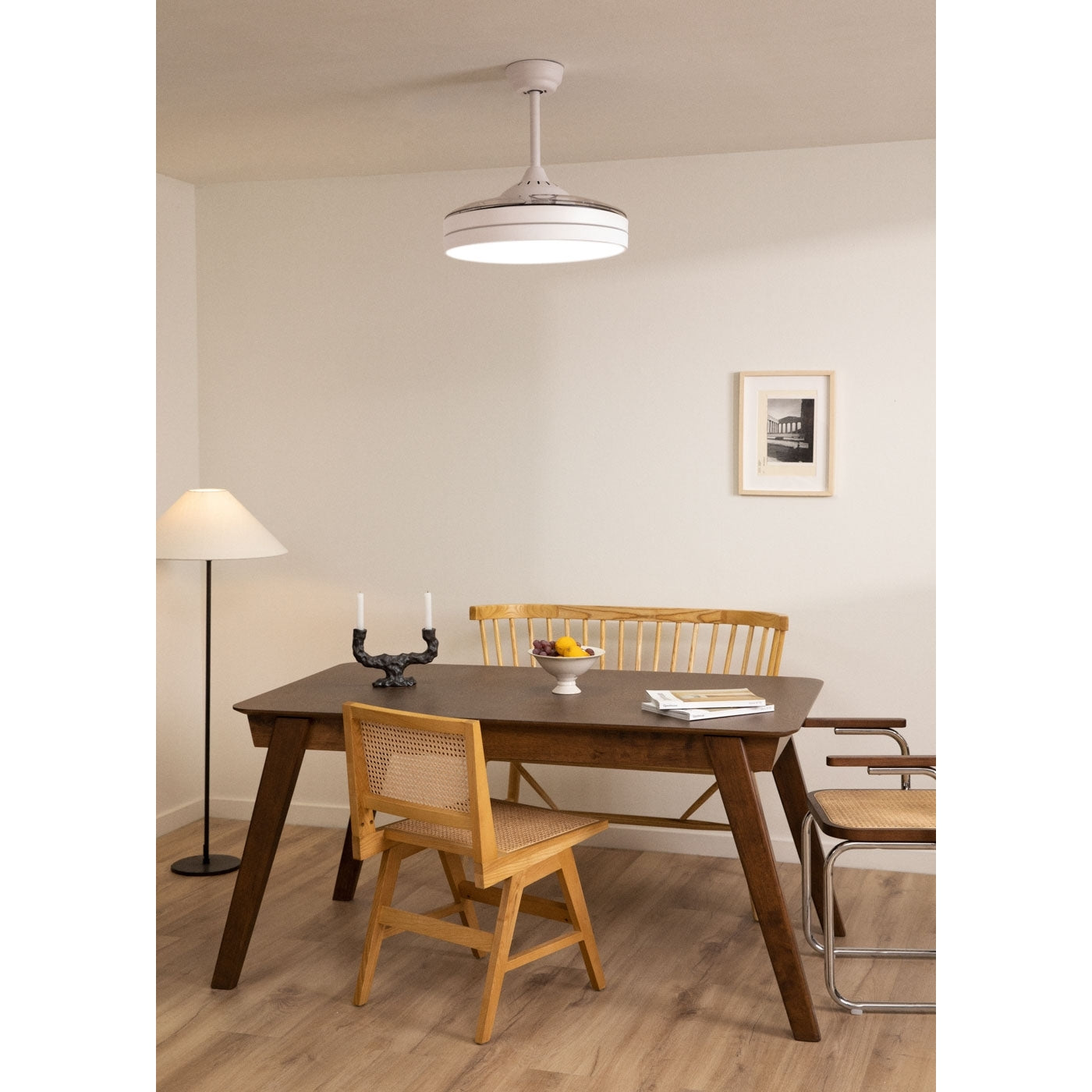 Wind Clear M - Leiser Deckenventilator 40W - 108Cm Mit Led-Beleuchtung - Weiß/Transparent