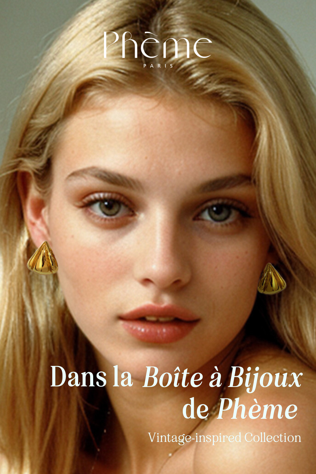 Pendientes Concha Vintage Triángulo - Chapado en Oro