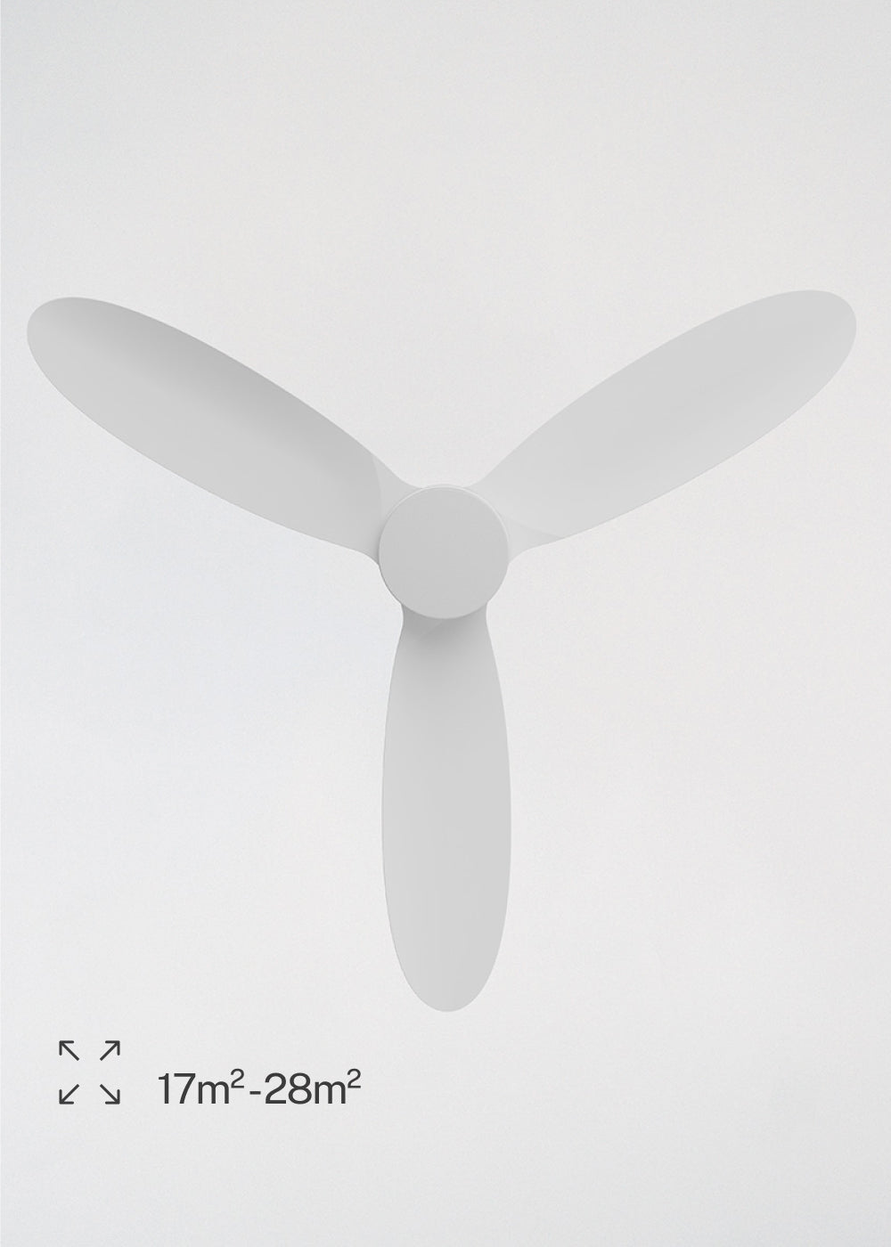 Wind Lite M - Ventilatore da soffitto silenzioso per interni ed esterni - Con luce e WIFI + telecomando - Bianco