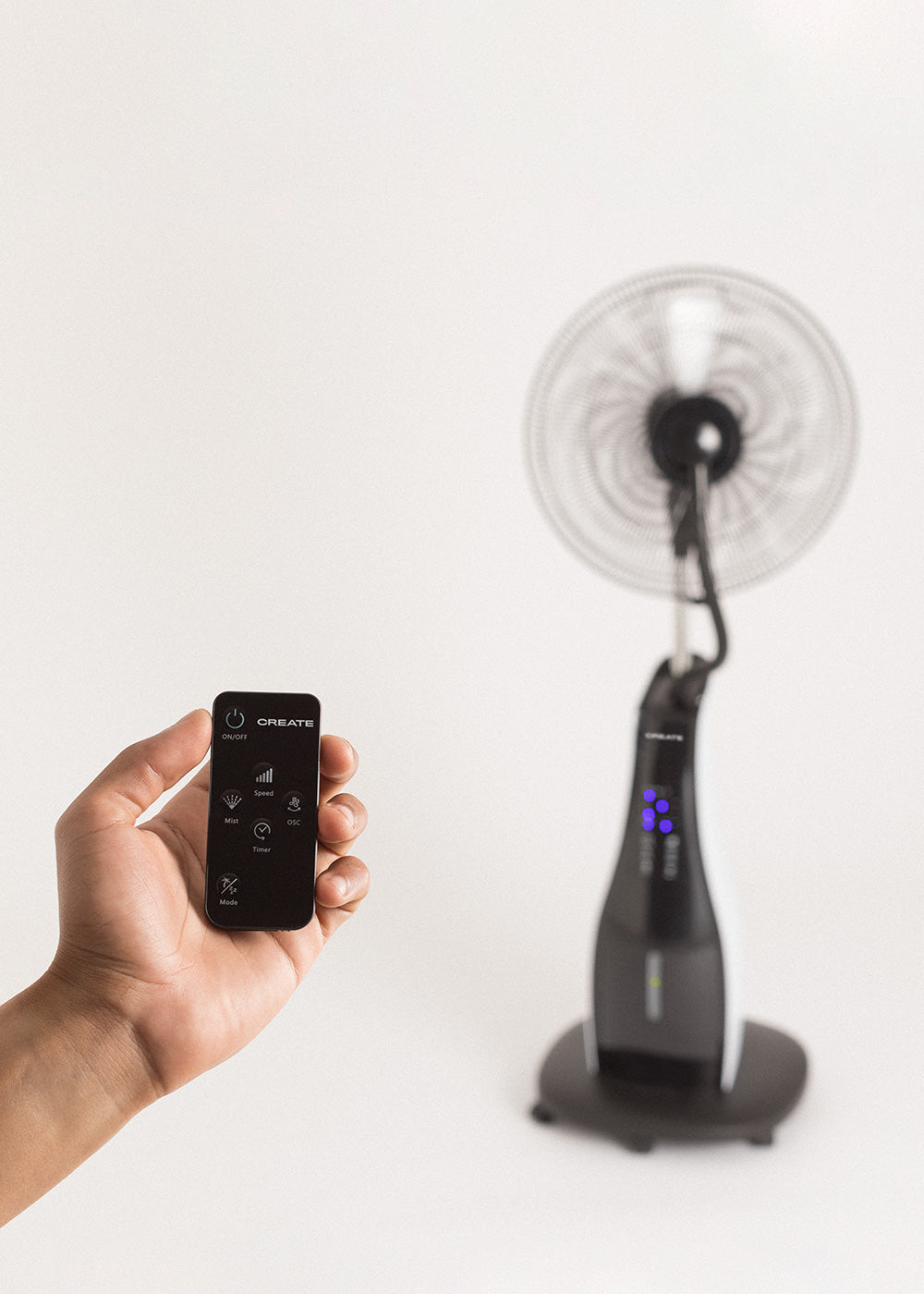 Air Mist - Oszillierender, geräuscharmer Vernebelungsventilator - Weiß / Schwarz