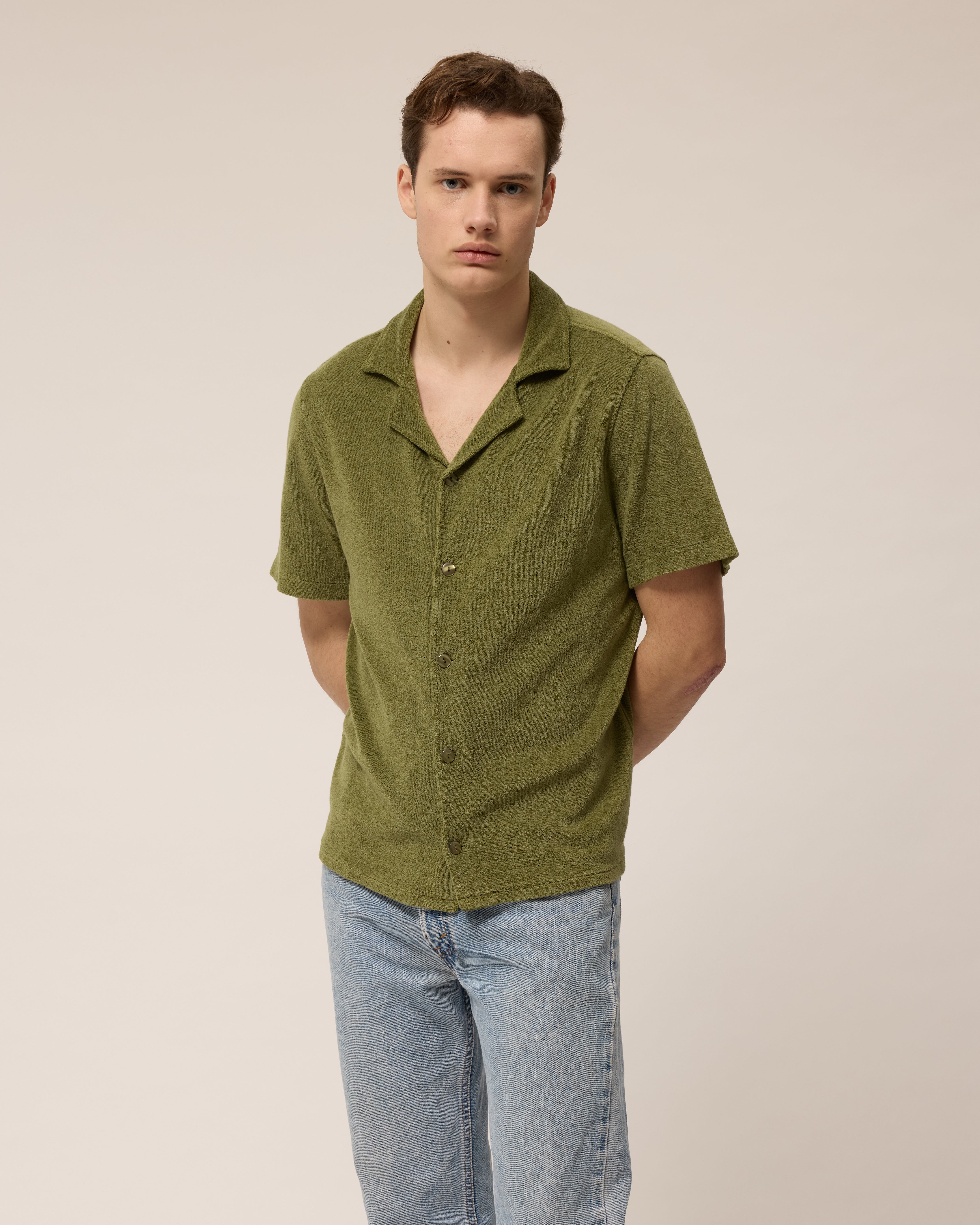 Camisa Claudio - Verde militar - Tejido de rizo