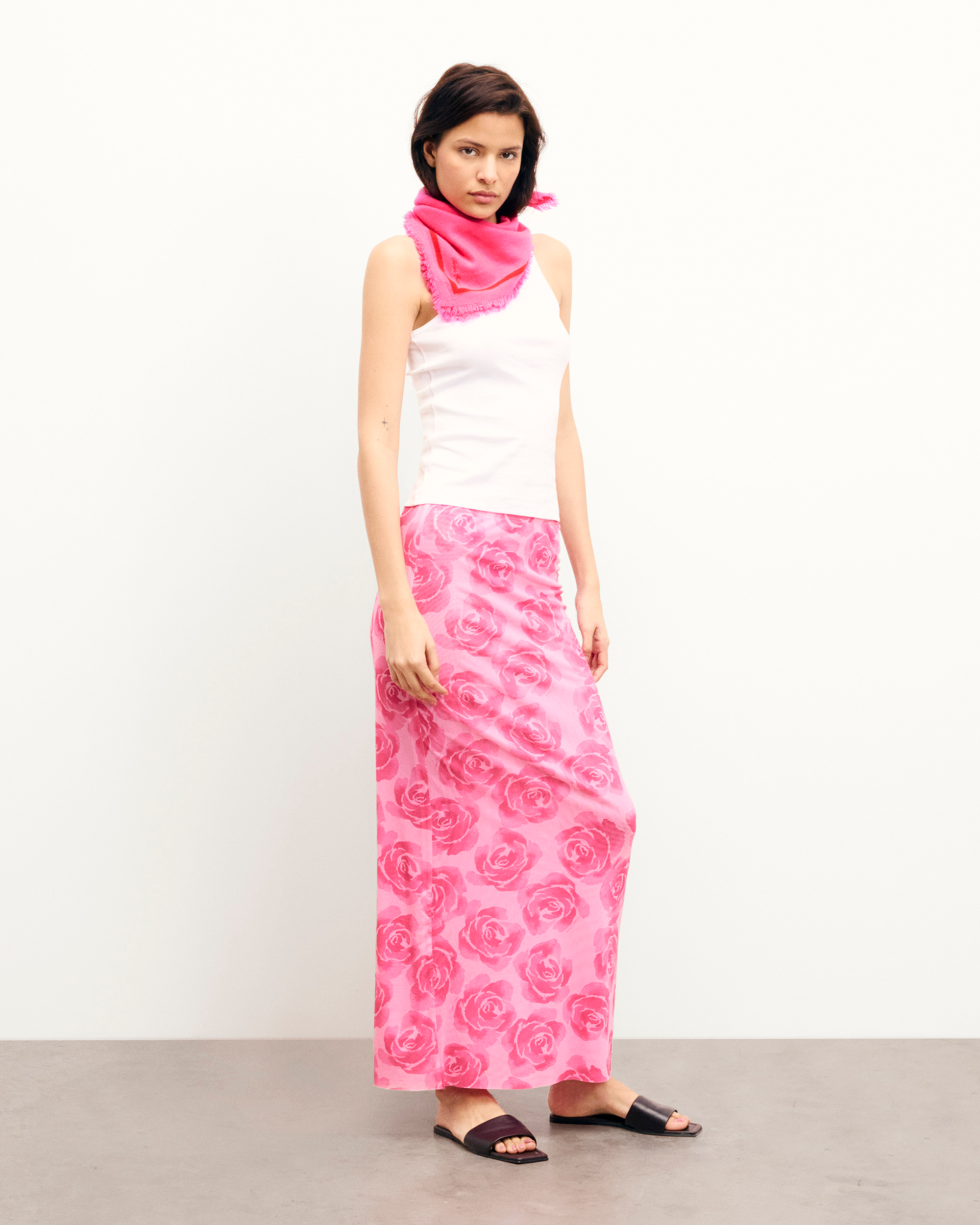 Falda Roma Midi - Flores de caramelo