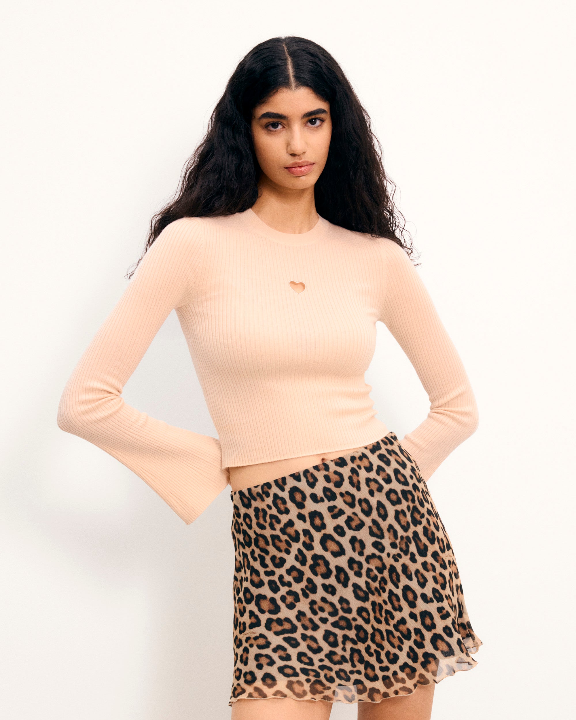 Top a maniche lunghe - Beige chiaro