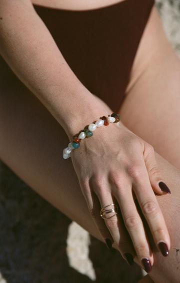 The Camille Colette X Nénés Paris Natural Stone And Mother-of-Pearl Bracelet