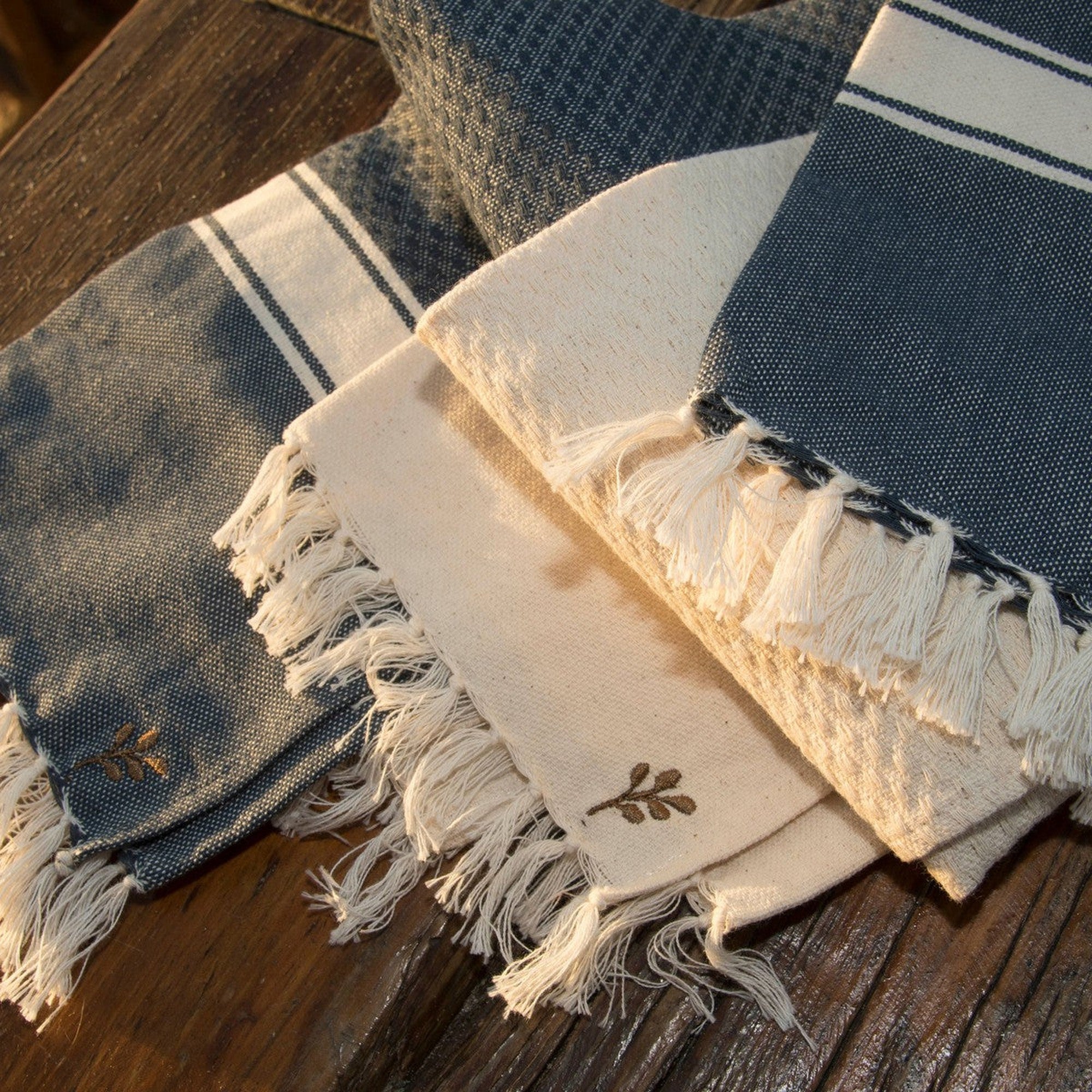 Lot De 3 Torchons Coton 45X75 - Marsa - Bleu Denim