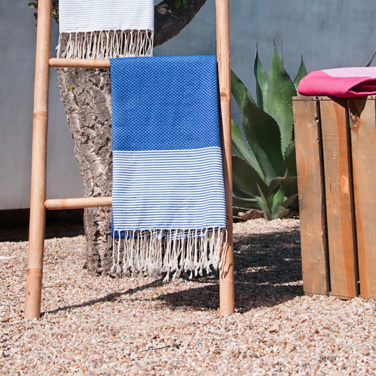 Lot De 2 Foutas Coton 100X200 - Ericeira - Bleu Grec