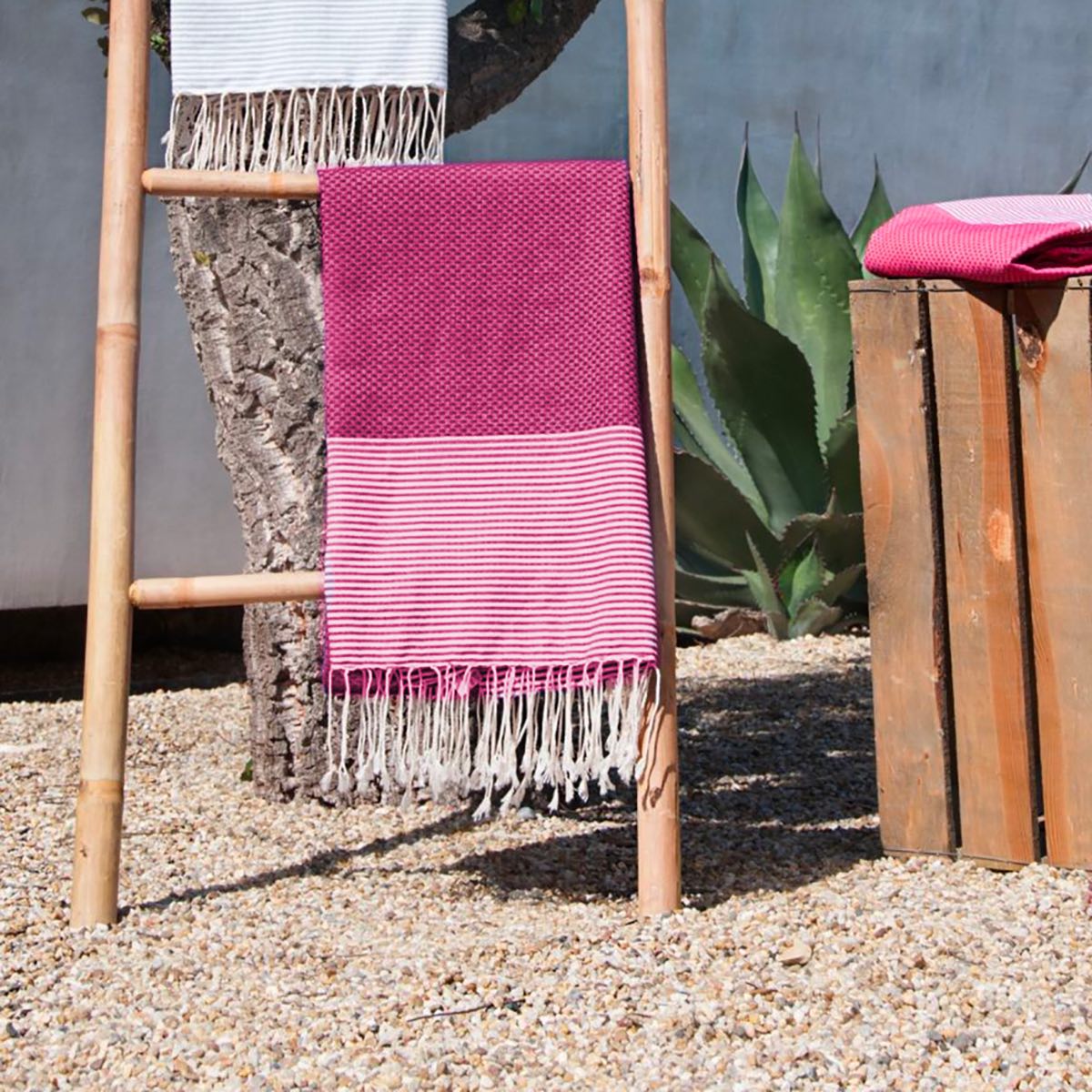 Lot De 2 Foutas Coton 100X200 - Ericeira - Rose Fuchsia