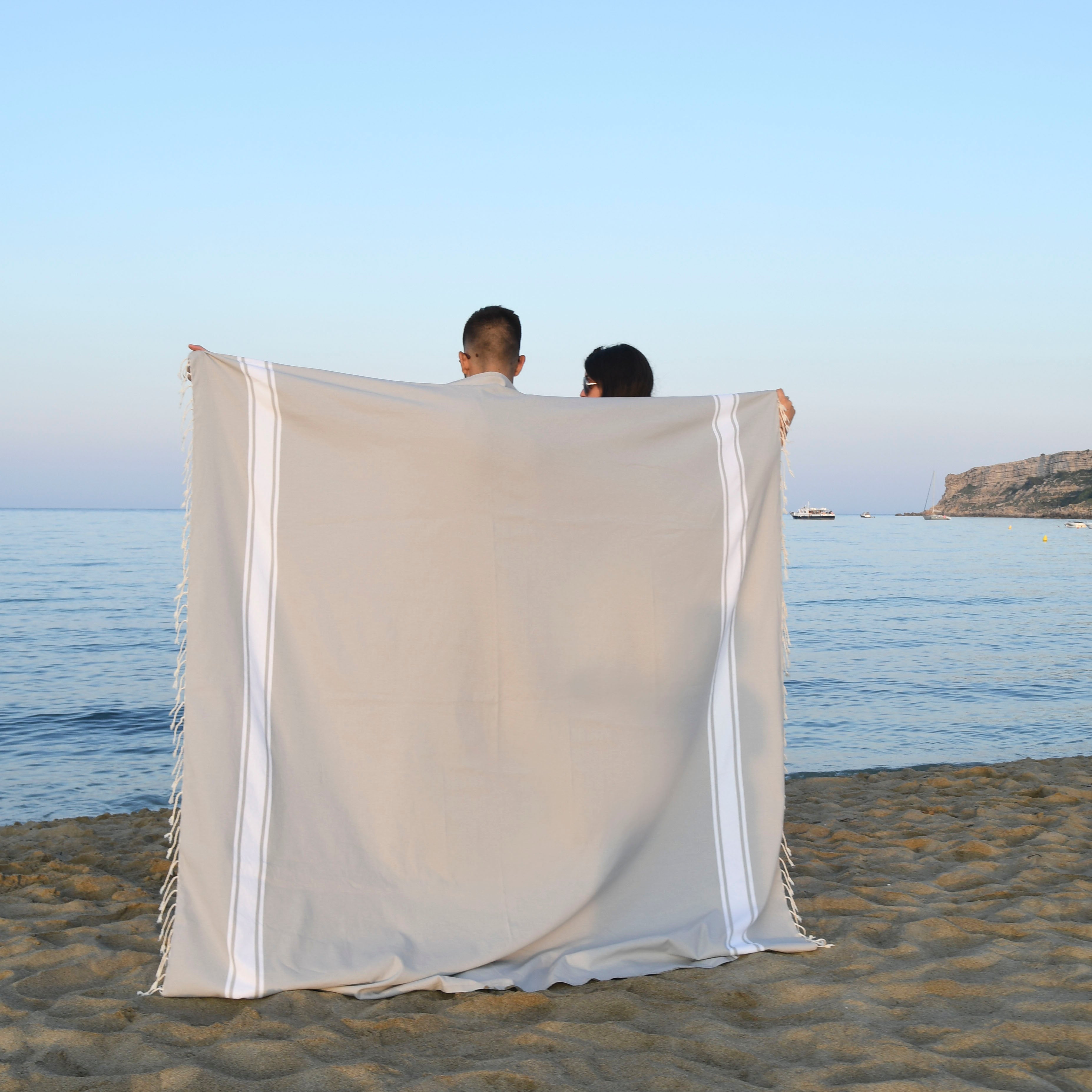 Lot De 2 Foutas Xxl Coton 200X200 - Malibu - Gris Perle