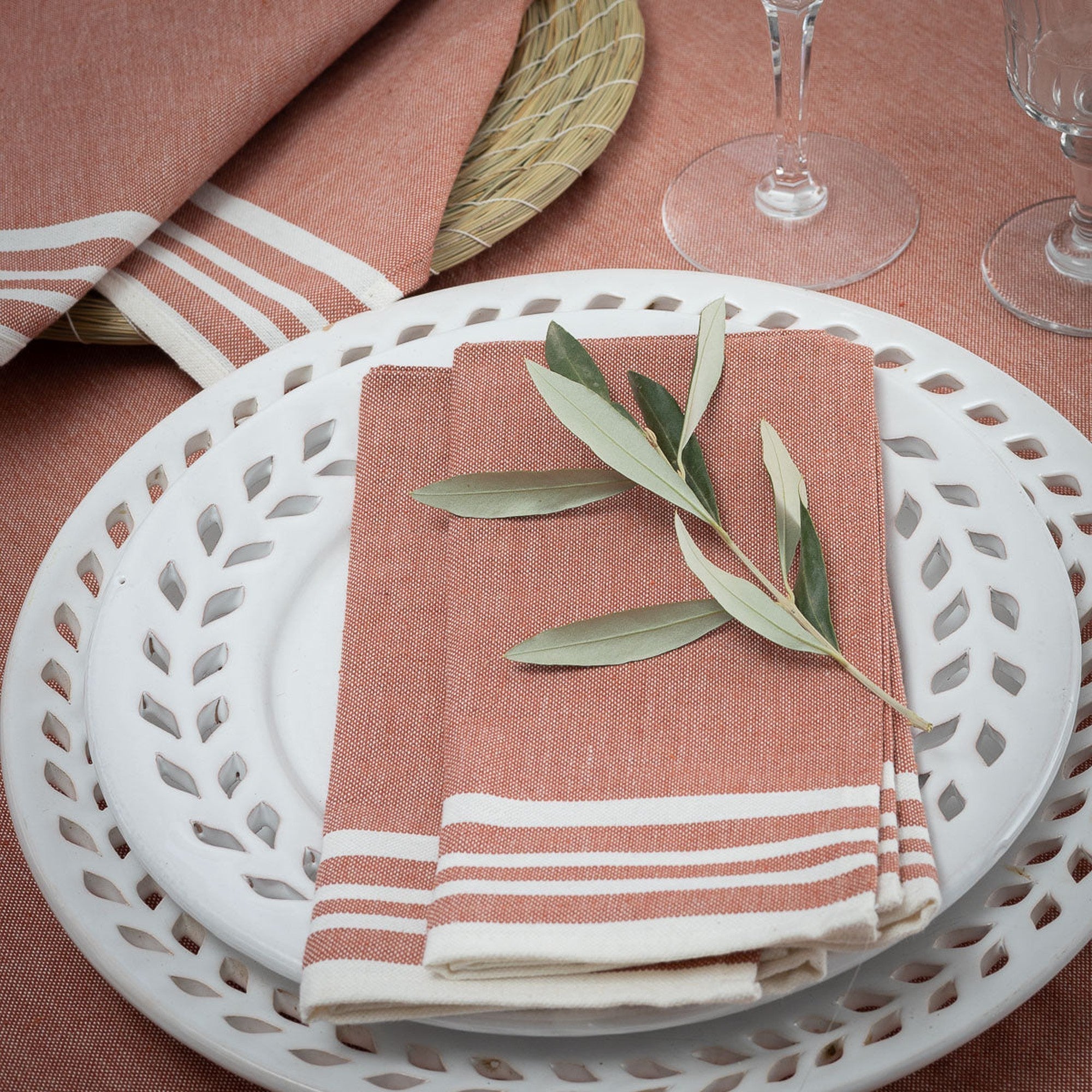 Set Of 4 Cotton Napkins 45X45 - Mahdia - Tomette Red