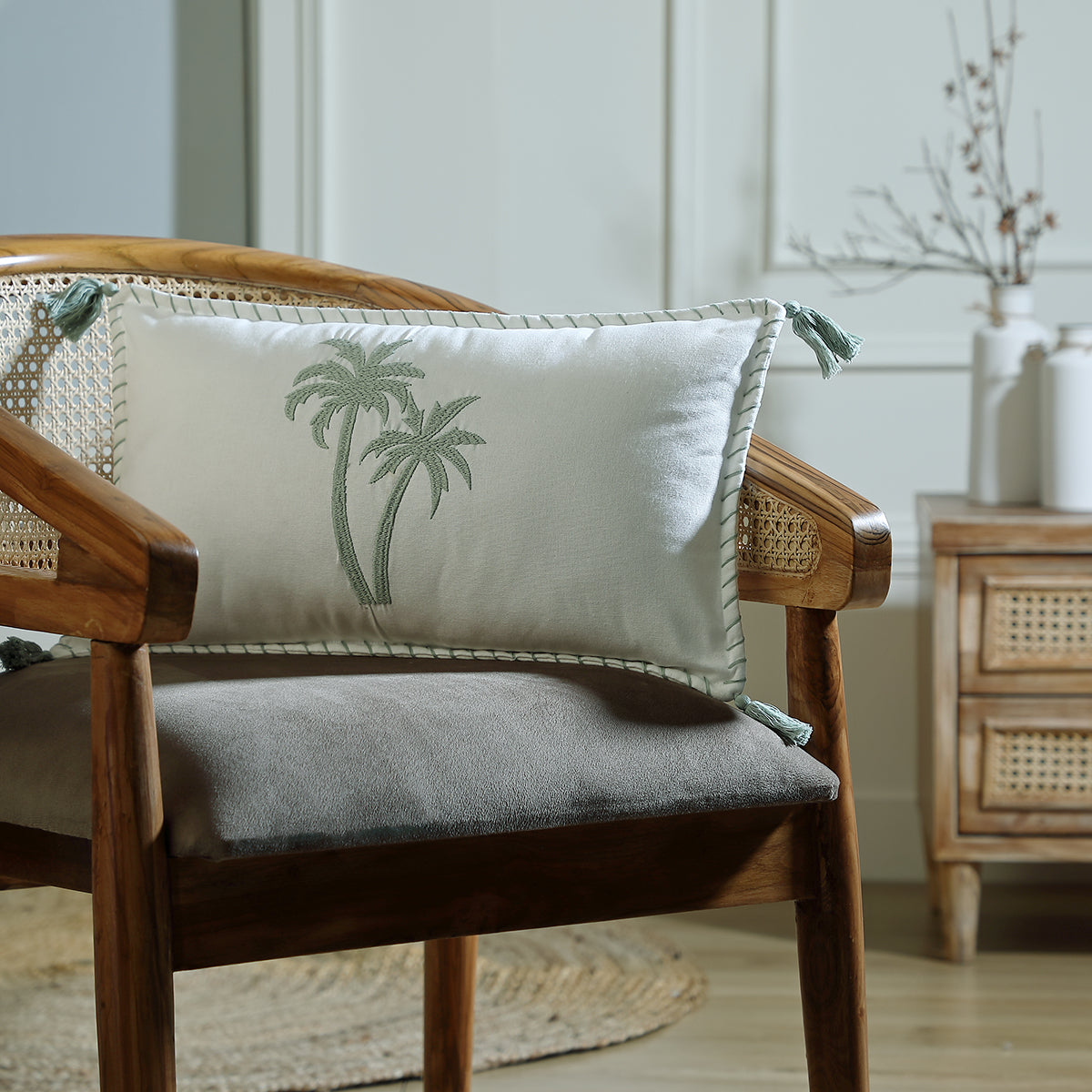 Funda de Cojín de Algodón 50X30 - Oasis - Azul Glaciar