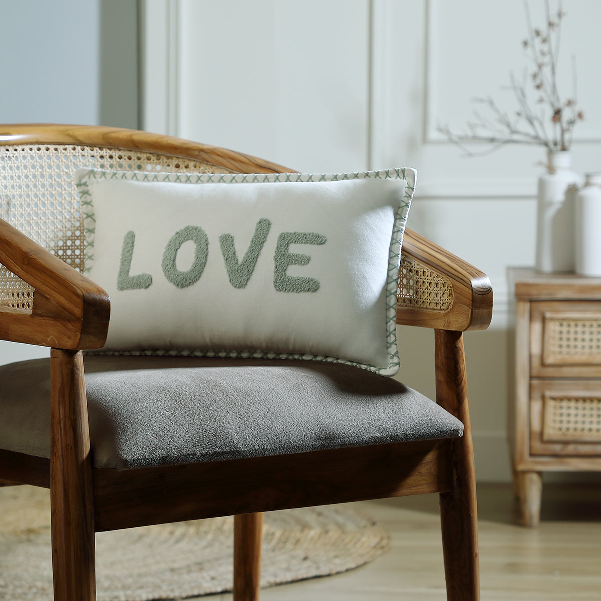 Funda de Cojín de Algodón 50X30 - Xlove - Azul Glaciar