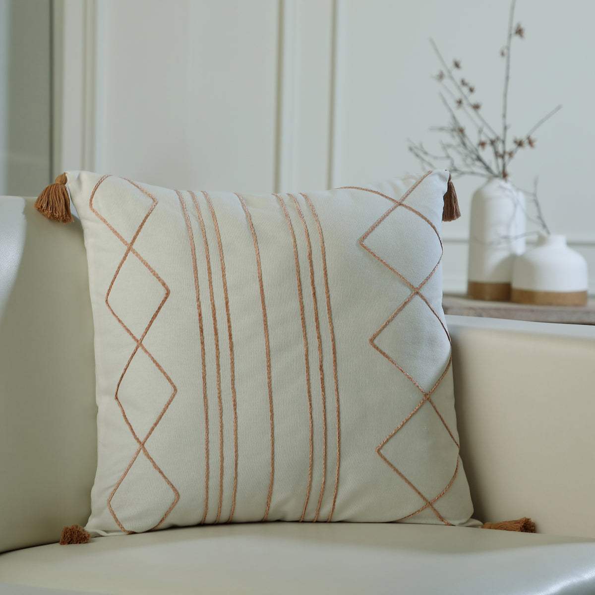 Funda de Cojín de Algodón 50X50 - Nevada - Terre De Sienne