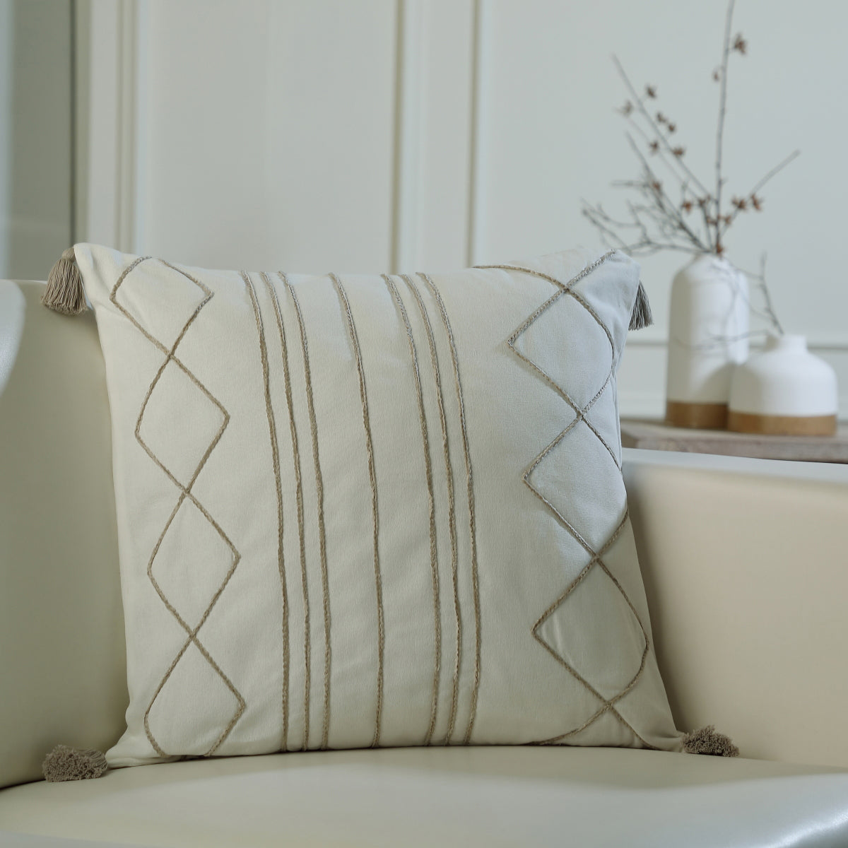 Funda de cojín de lona de algodón 50X50 - Nevada - Sable