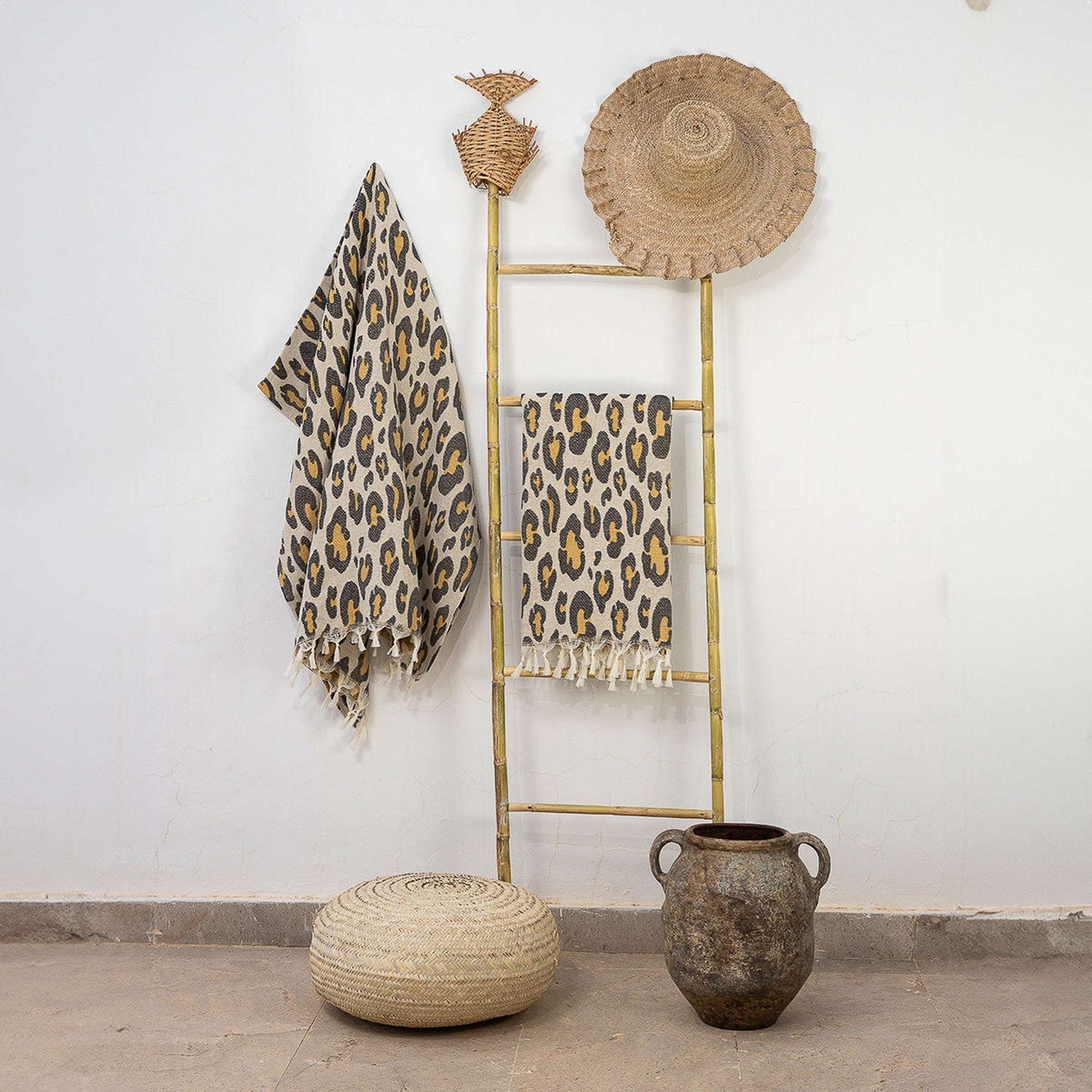 Fouta de algodón jacquard 100X200 - Leopardo - Marrón