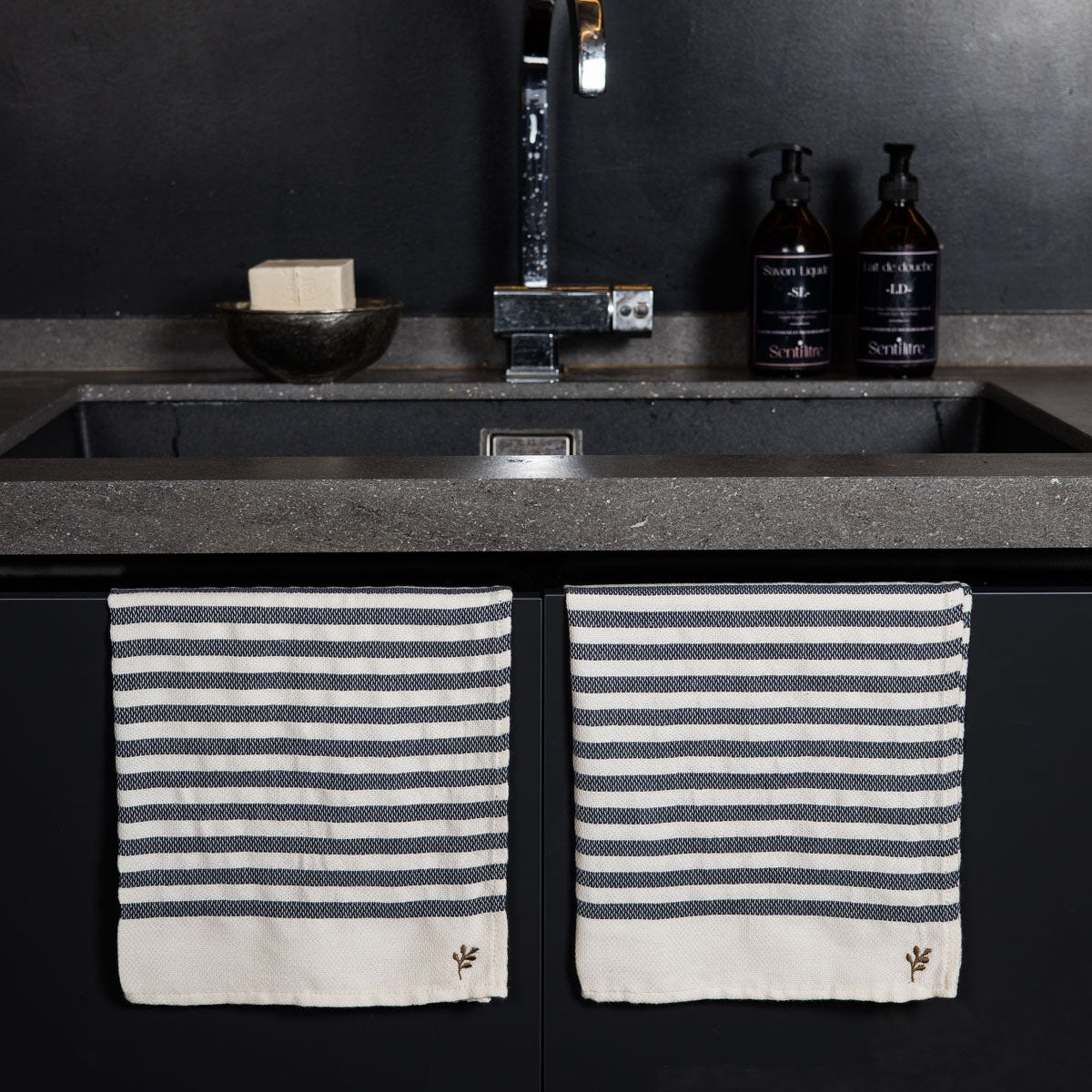 Set Of 2 Cotton Guest Towels 45X70 - Hossegor - Denim Blue