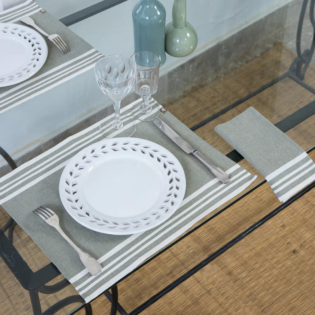 Set Of 4 Cotton Placemats 35X50 - Mahdia - Olive Green