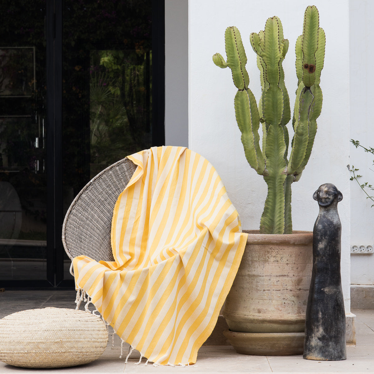 Fouta de algodón jacquard 100X200 - Capri - Amarillo mostaza