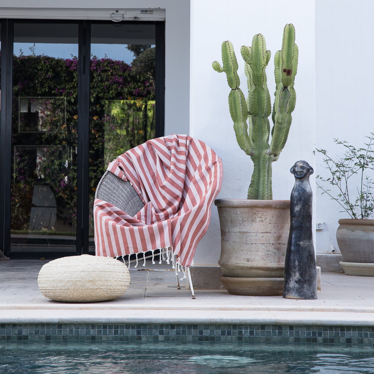 Fouta de algodón jacquard 100X200 - Capri - Tomette Rojo