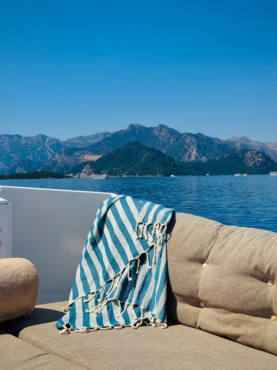 Fouta de algodón jacquard 100X200 - Capri - Azul petróleo