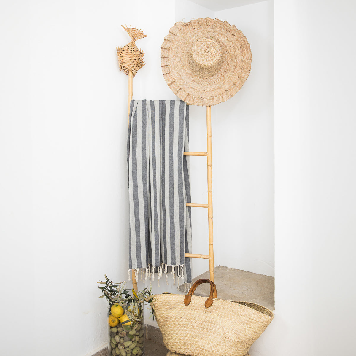 Fouta de algodón jacquard 100X200 - Capri - Gris medio