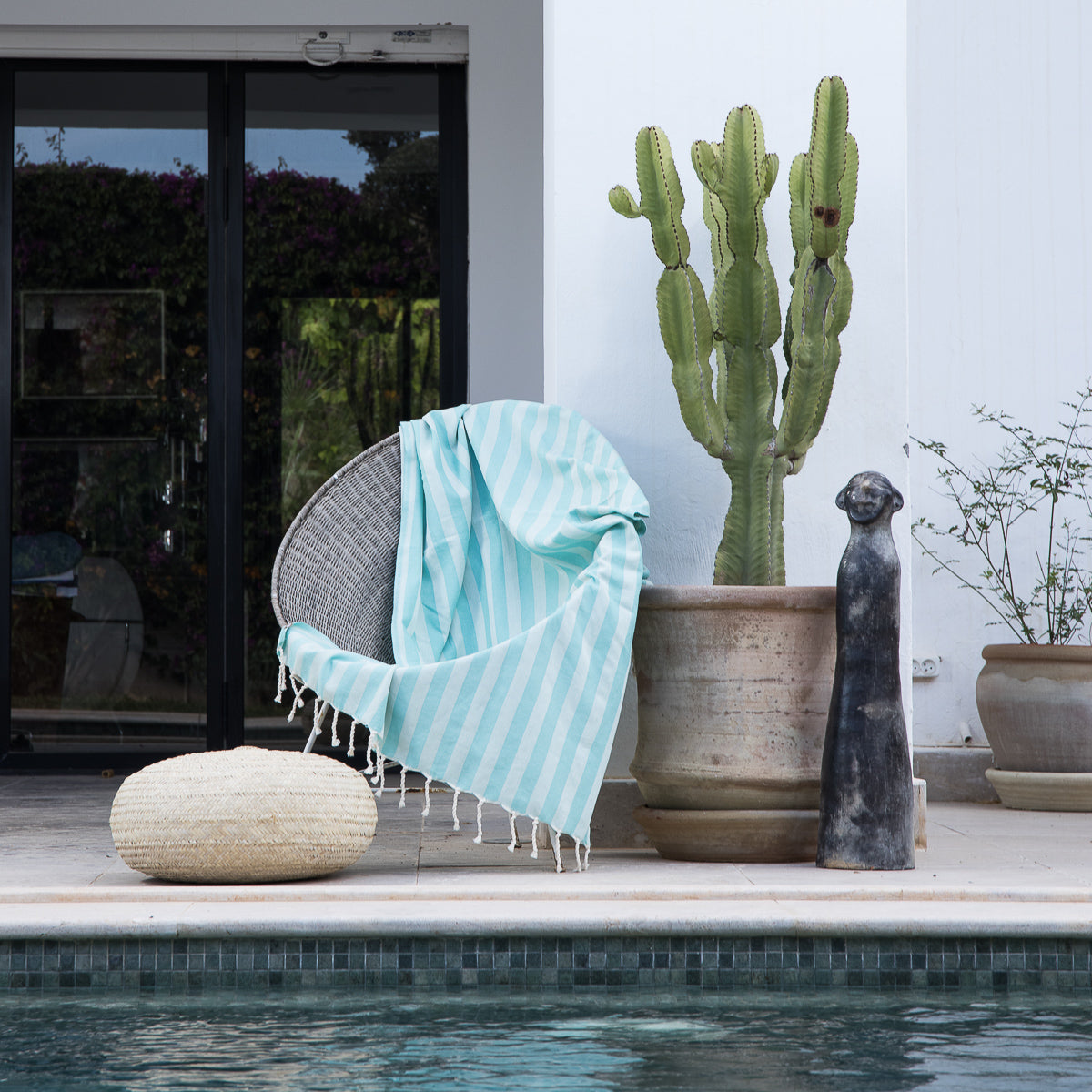 Fouta de algodón jacquard 100X200 - Capri - Verde agua