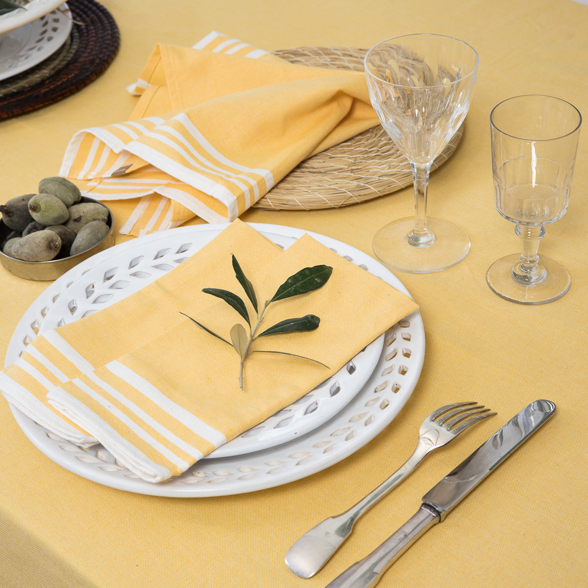 Set Of 4 Cotton Napkins 45X45 - Mahdia - Yellow Mustard