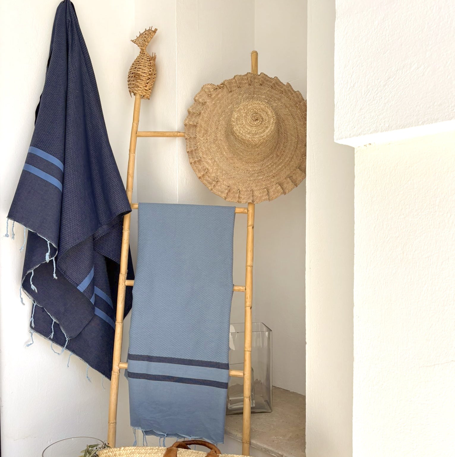 Bicolour Cotton Fouta 100X200 - Amalfi - Jean Blue / Blue