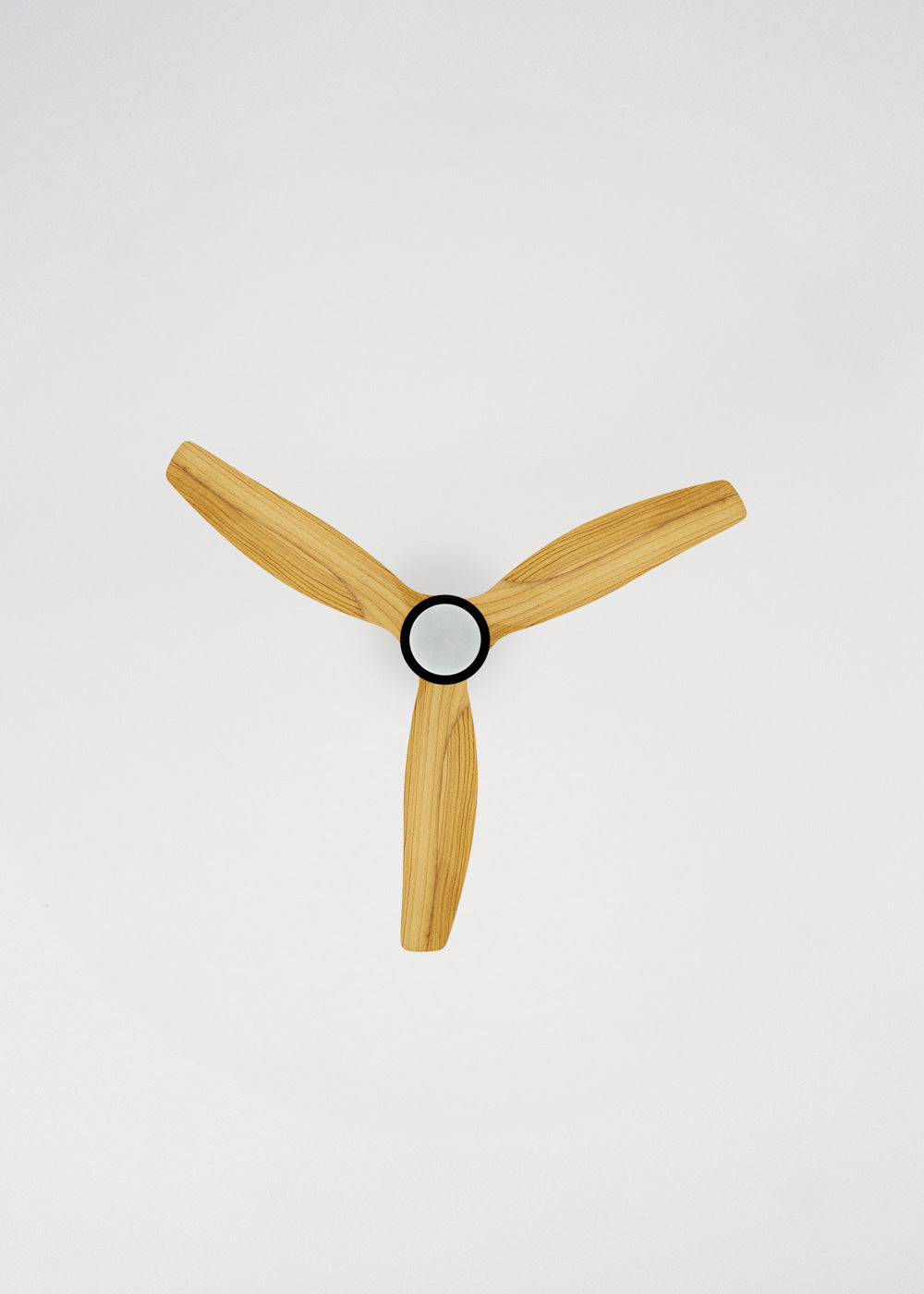 Wind Stylance M - Ventilatore da soffitto silenzioso 100% legno - Con luce e WIFI + telecomando - Nero e legno chiaro