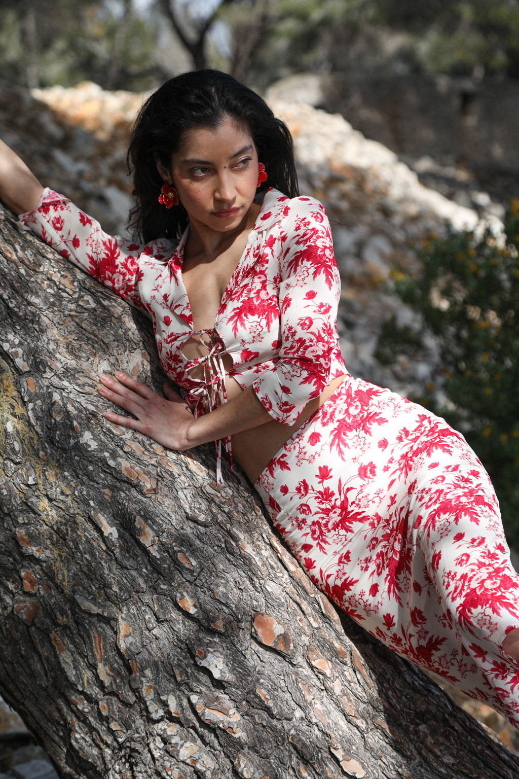 Camisa corta de crepé con estampado fino - Arce