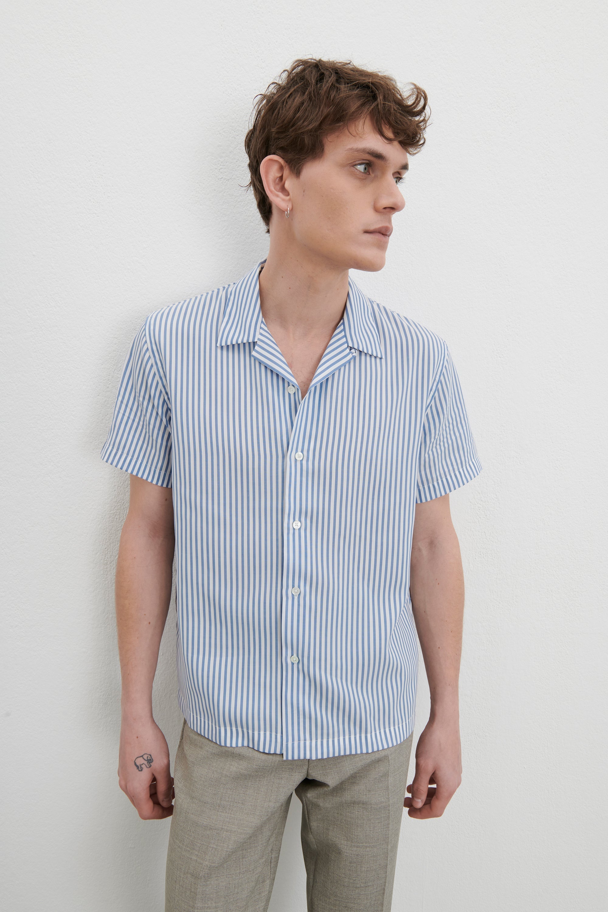 Camisa Christophe - Azul Rayas - Tencel