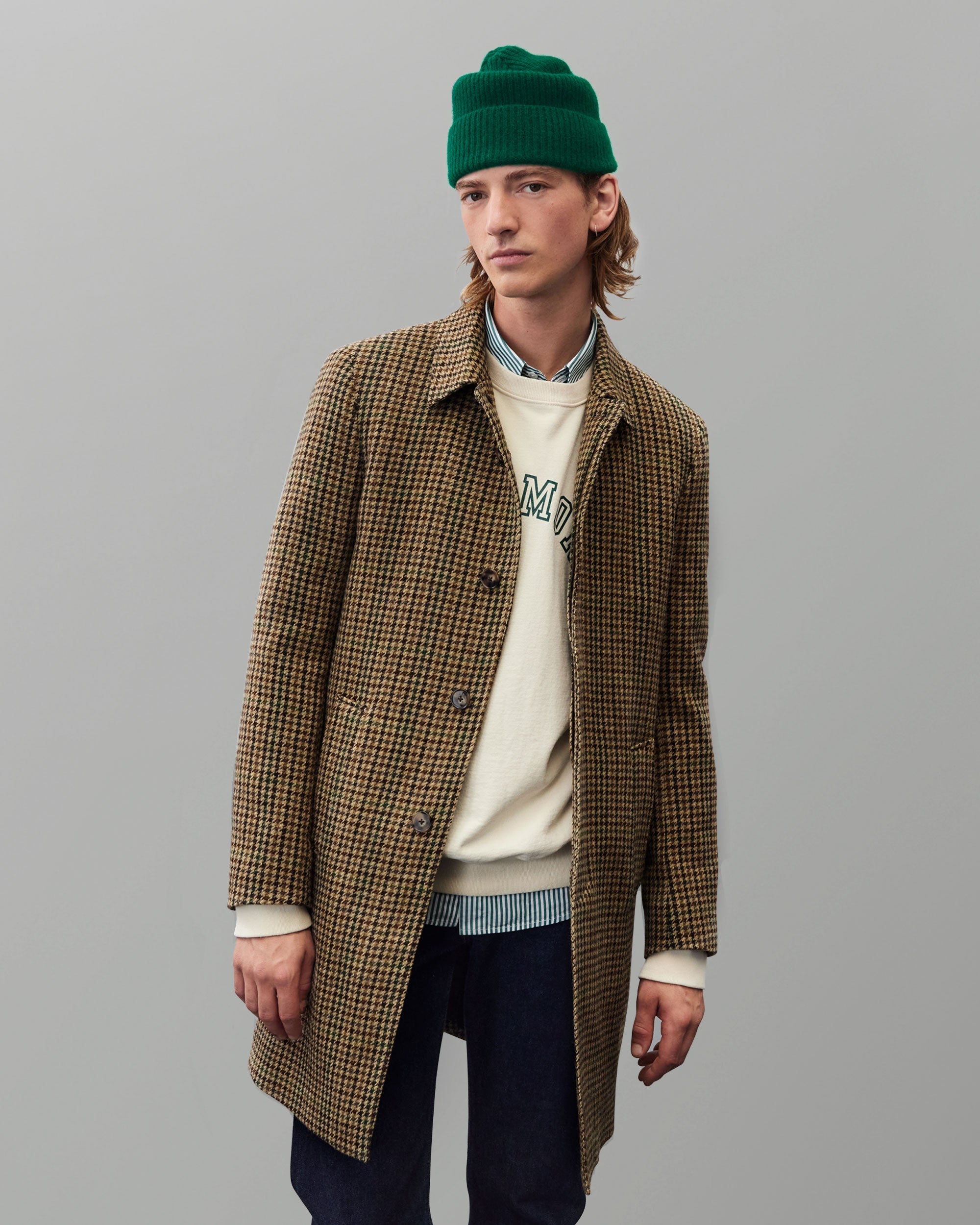 Manteau Maximus - Camel Houndstooth - Italian Wool