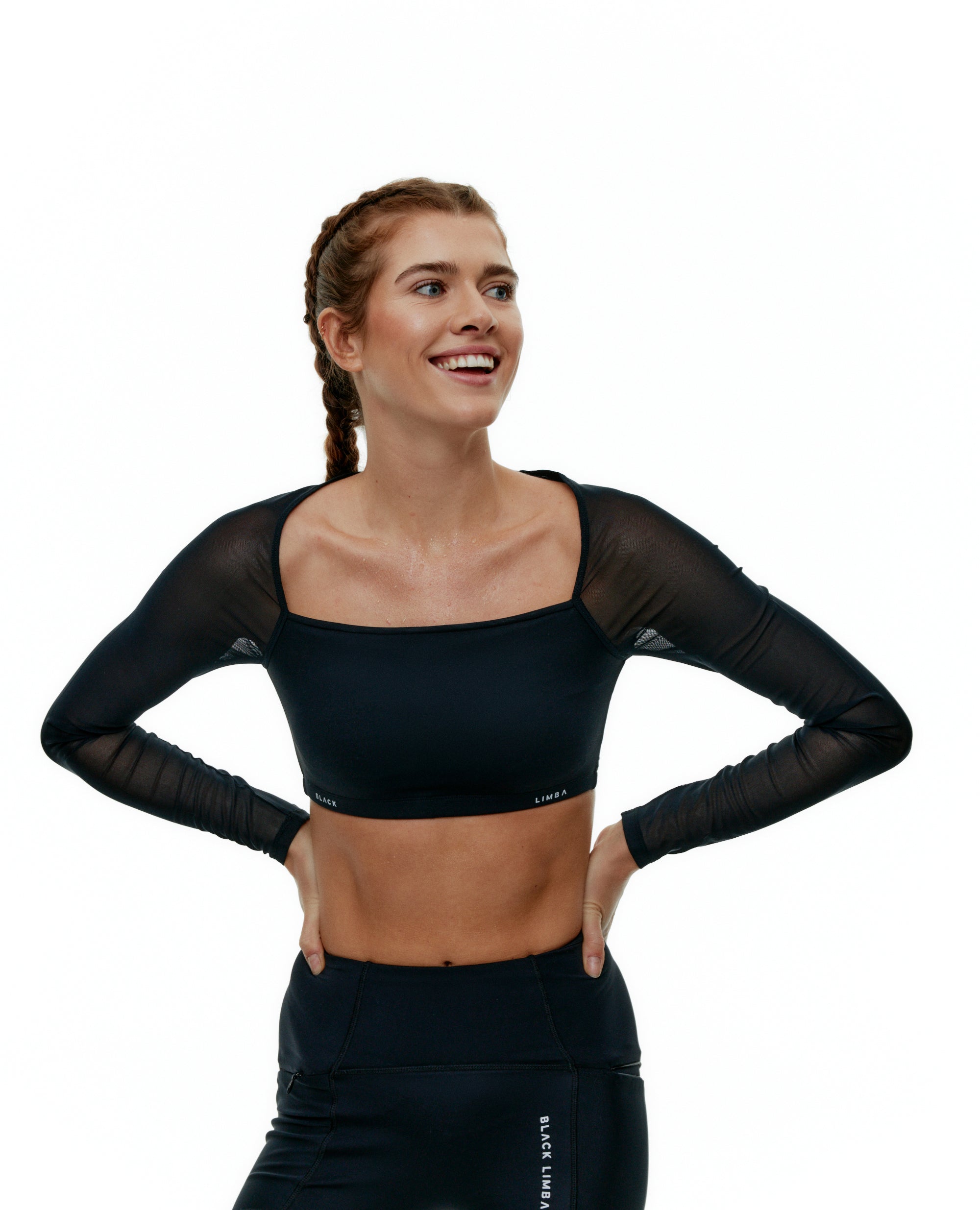 Sujetador deportivo de malla - Negro