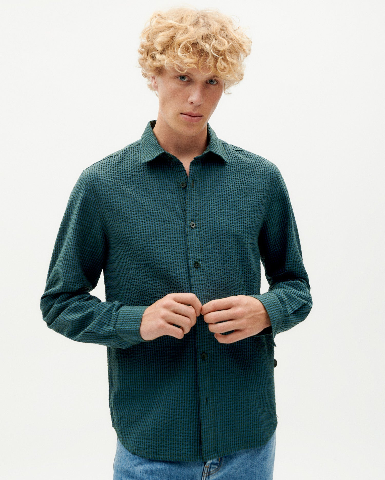 Camisa Seersucker - Verde