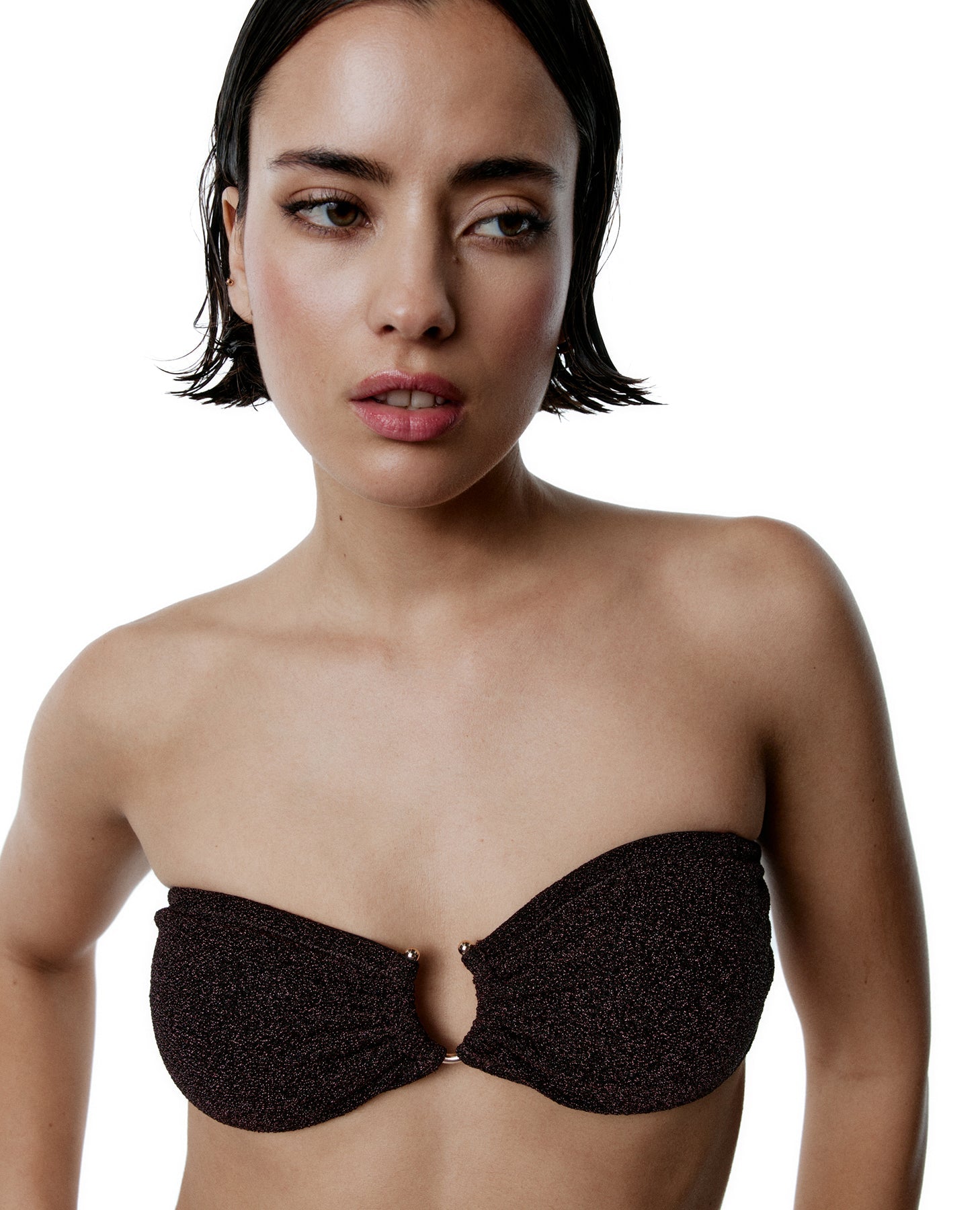 Top bikini a fascia Nova - Marrone