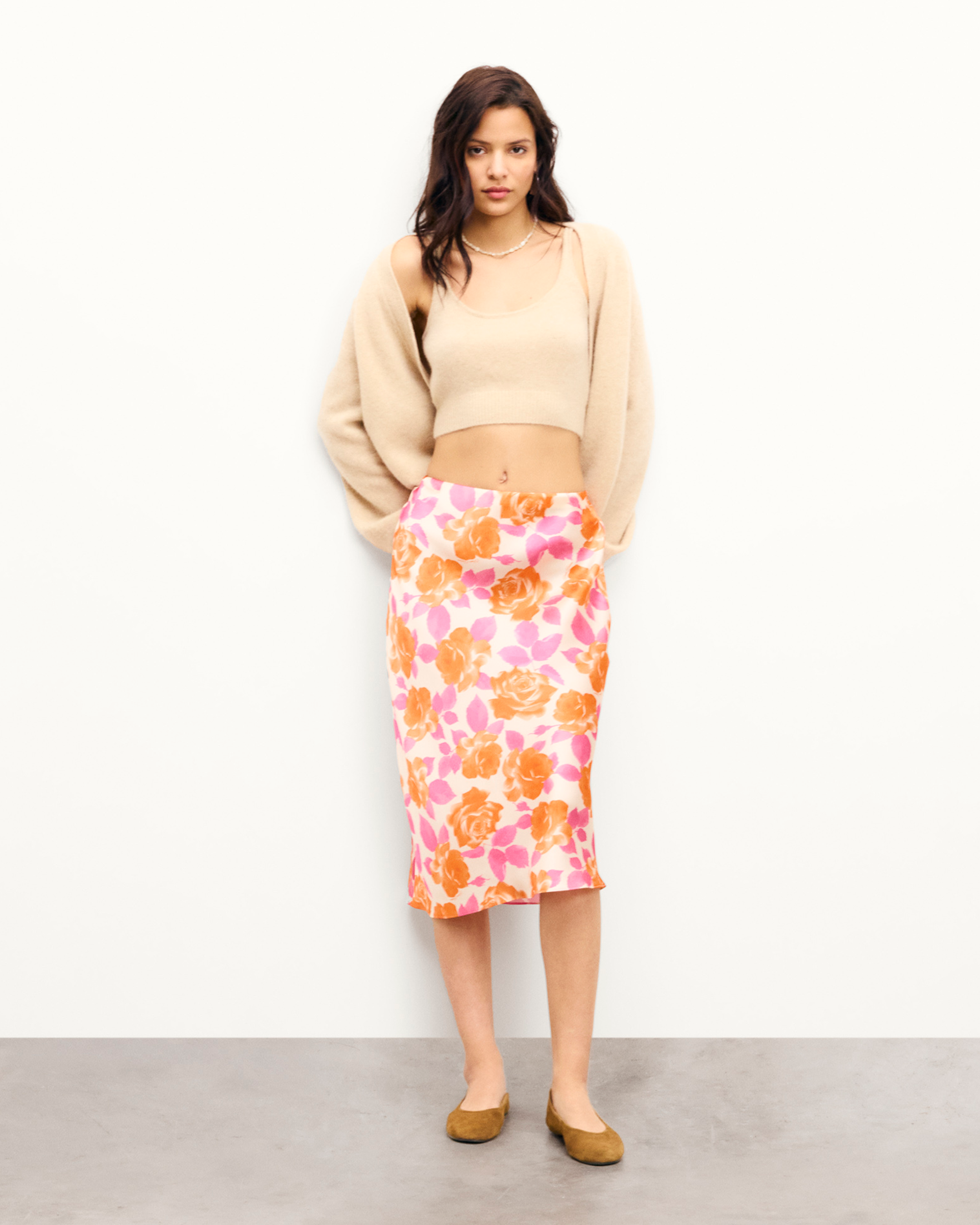 Falda Gina Midi - Elctrc Rss Orng