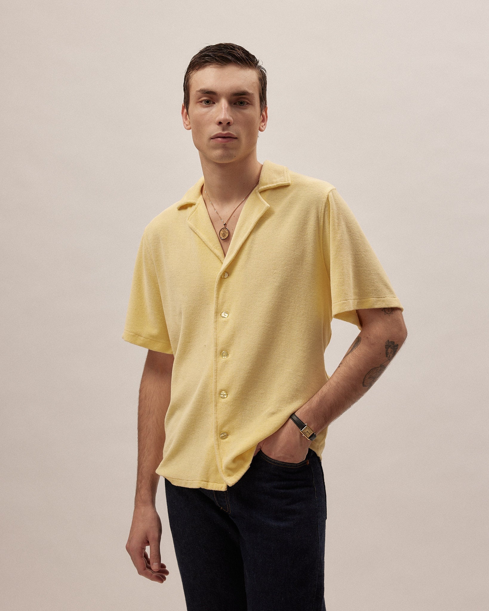 Camisa Claudio - Amarillo pálido - Tejido de rizo