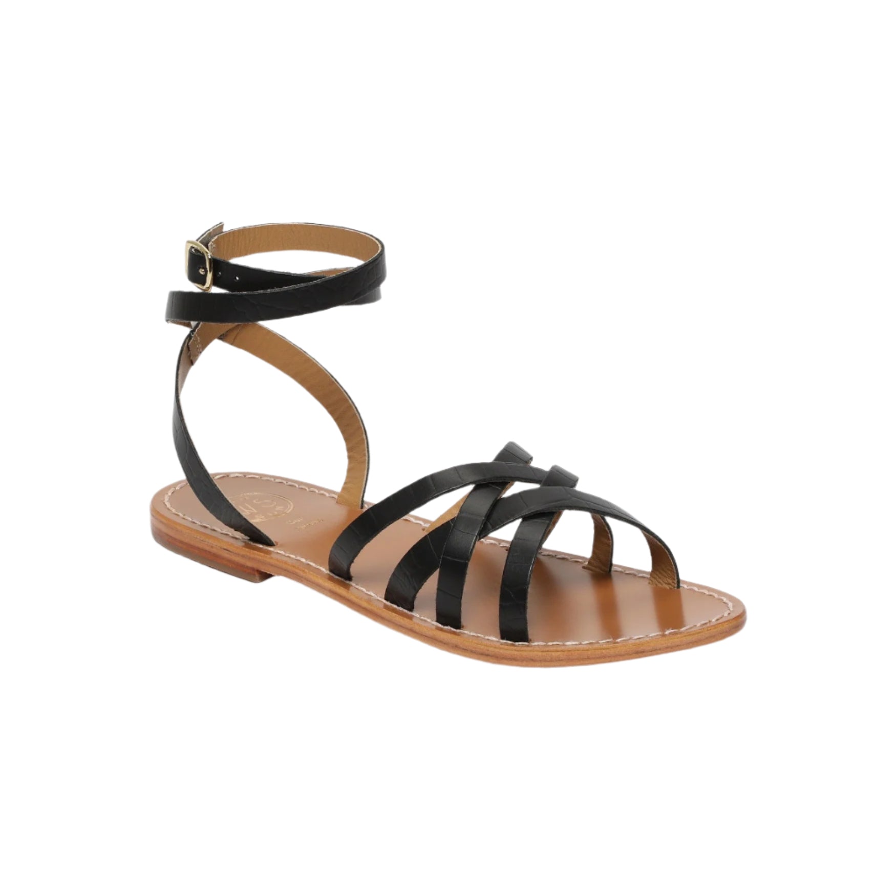 Sandali Montgomery - Pelle di capra stampata croco nero