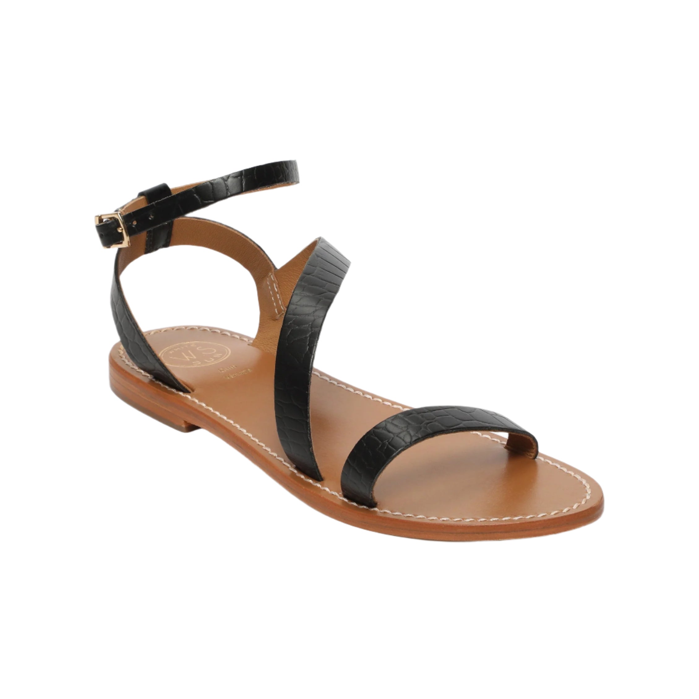 Sandali Xigala - Pelle di capra stampata croco nero - Croco nero